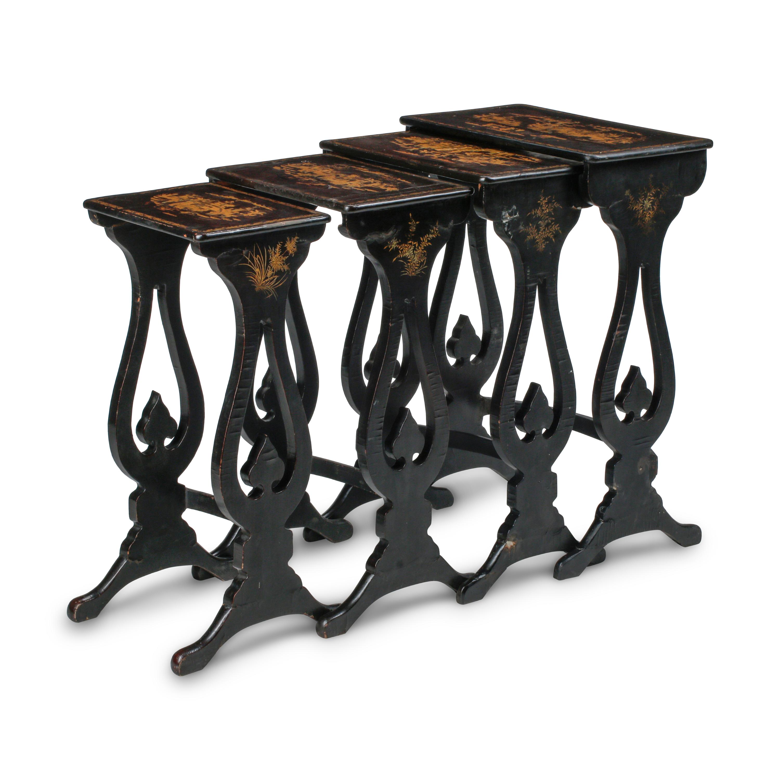 A Set of English Black-Japanned Nesting Tables
