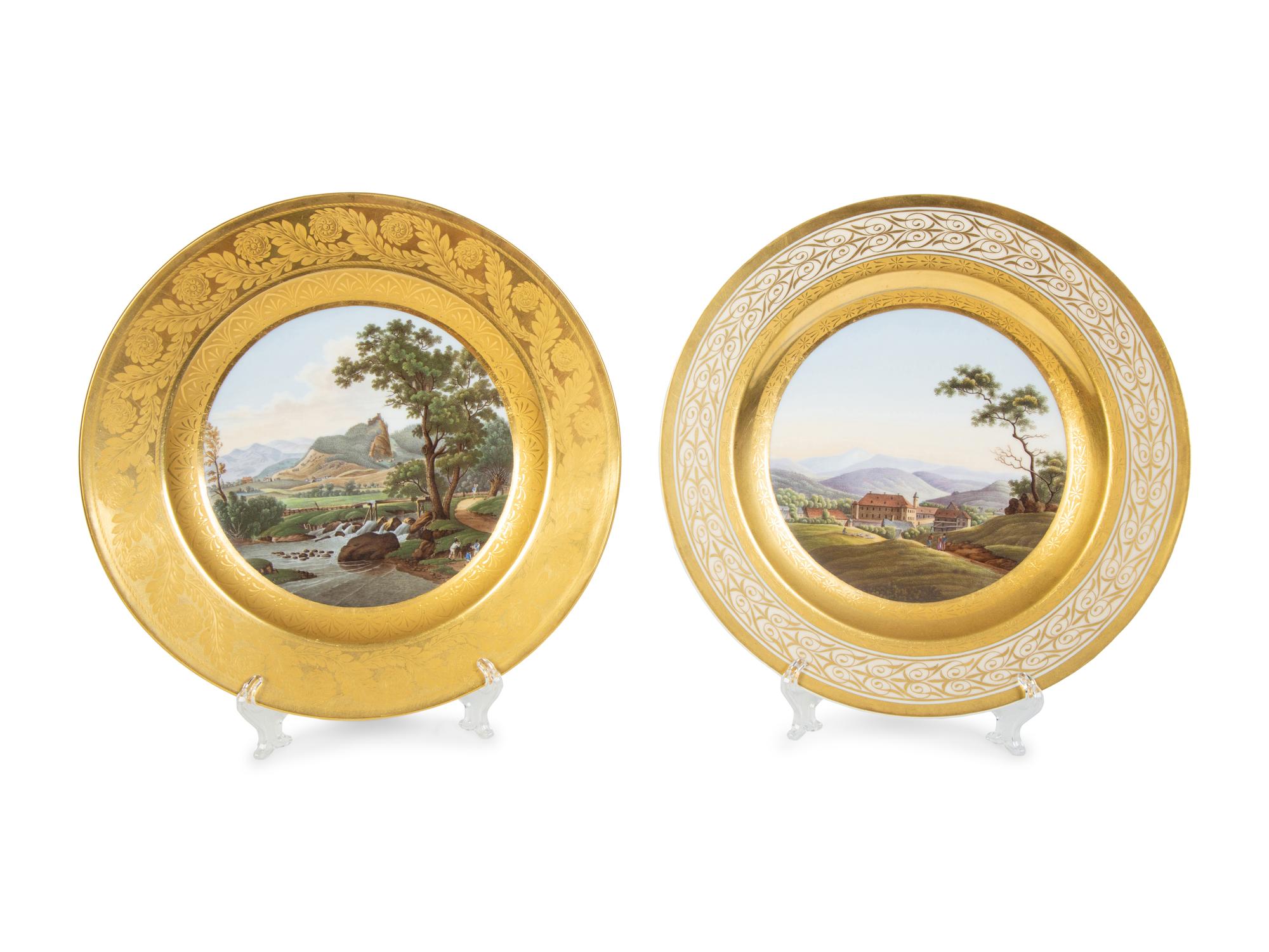 A Pair of KPM Porcelain Cabinet Plates — CIRCA 1800-1815