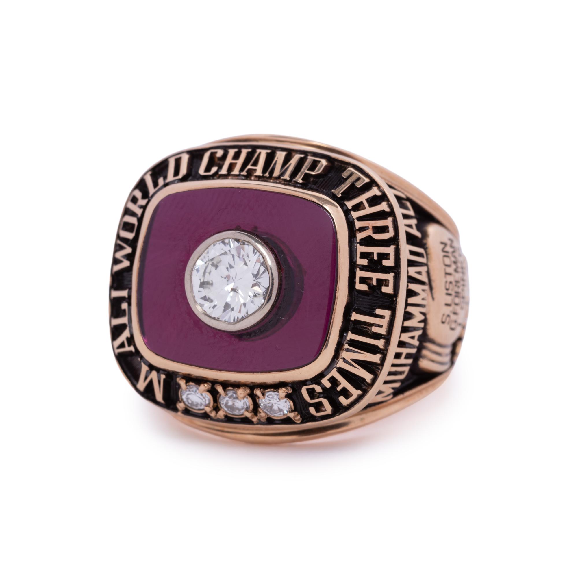 A Rare 1979 Muhammad Ali Commissioned Jostens Gold and Diamond Three Time Heavyweight Boxing Championship Ring