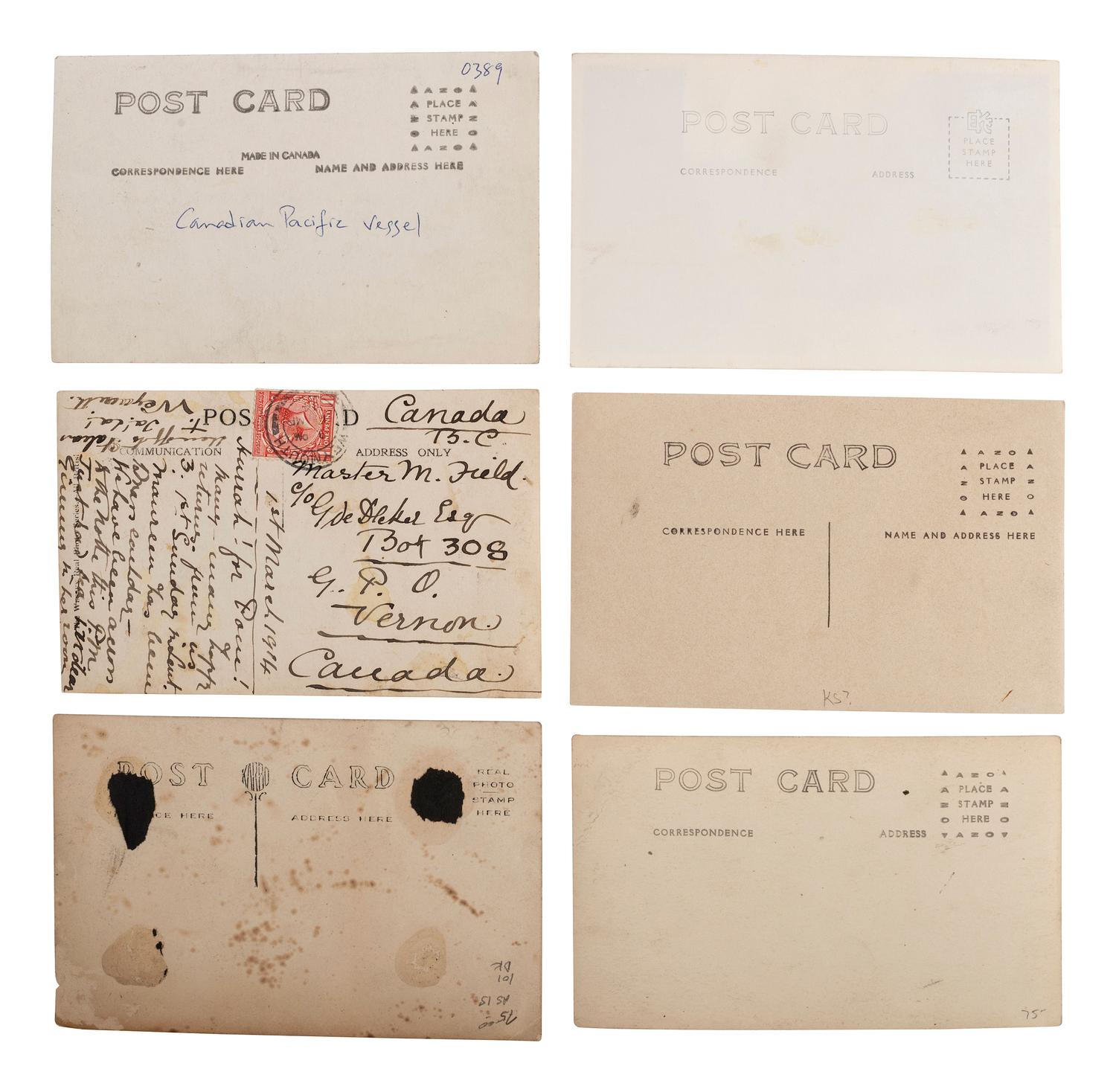 [EARLY PHOTOGRAPHY] -- [TRANSPORTATION]. A group of 23 real photo postcards of trains, ships, airplanes, automobiles, wrecks, and more.