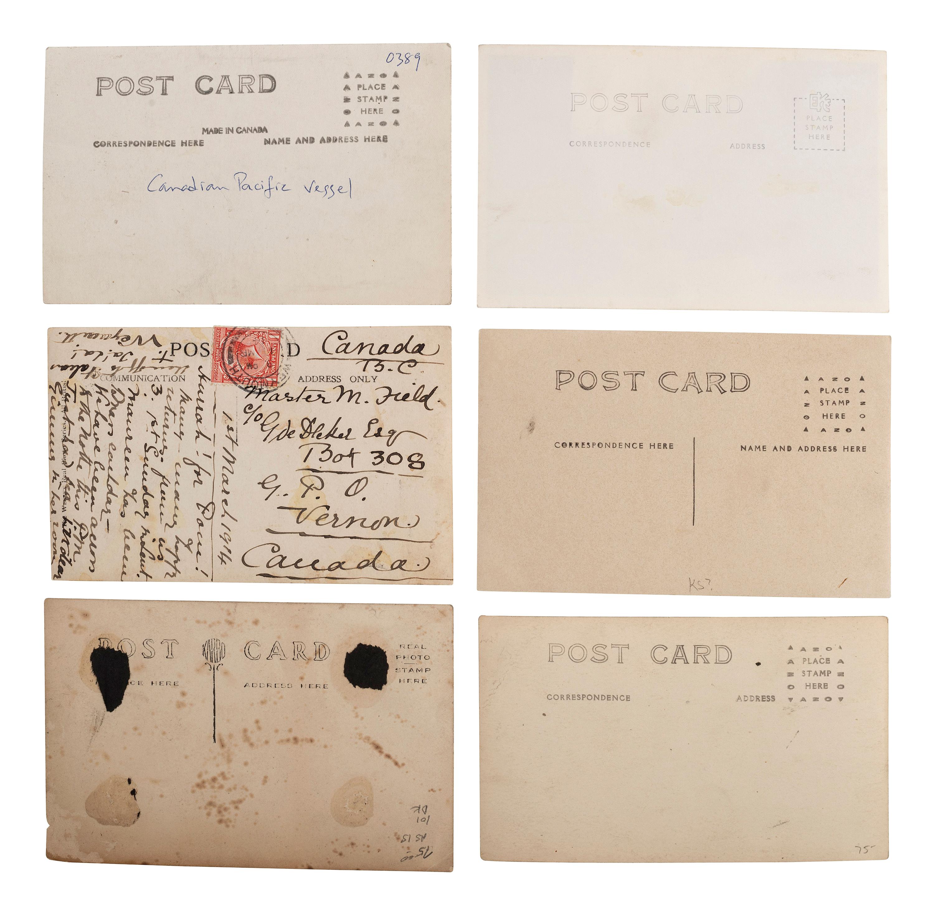 [EARLY PHOTOGRAPHY] -- [TRANSPORTATION]. A group of 23 real photo postcards of trains, ships, airplanes, automobiles, wrecks, and more.