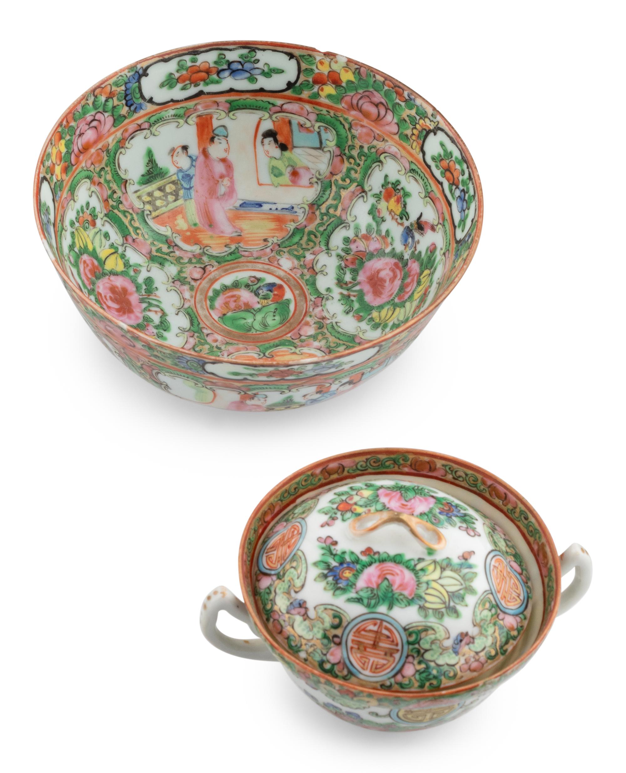 A Collection of Chinese Export Rose Medallion Porcelain Articles