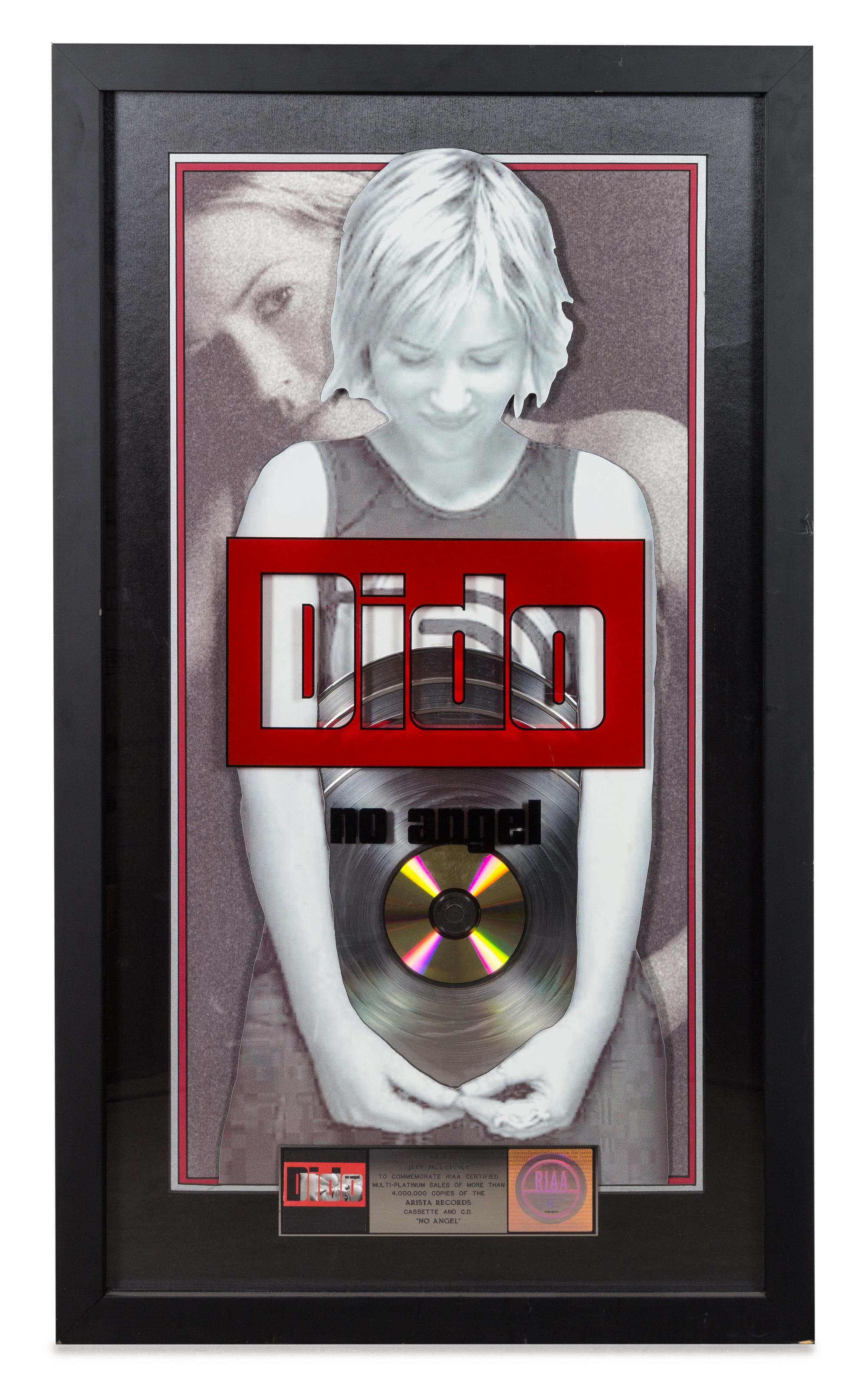 A Dido: No Angel RIAA Certified 4x Platinum Presentation Album 42 1/2 x 24 3/4 inches.