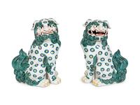 A Pair of Large Glazed Ceramic Guardian Lions