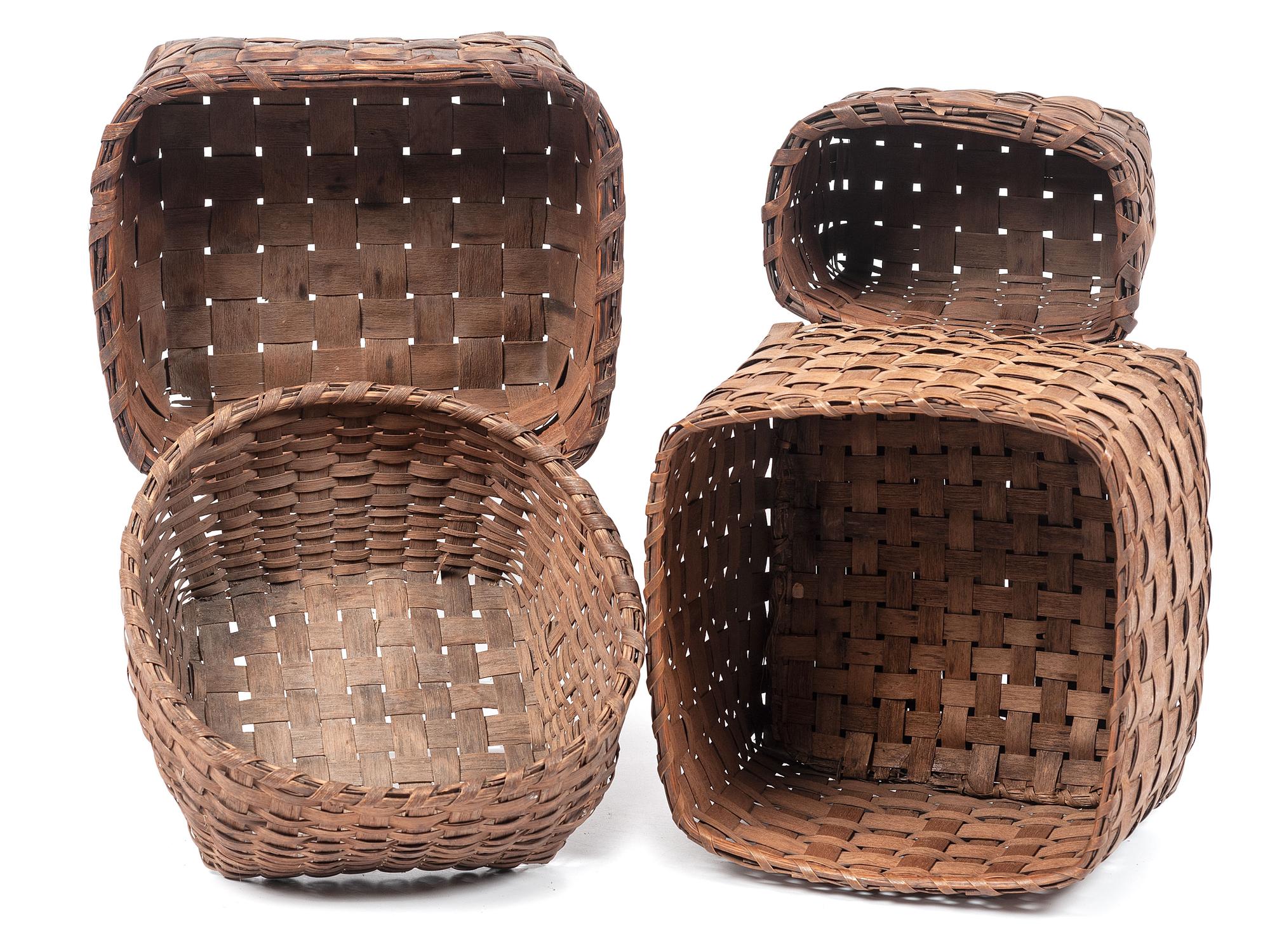 Northeastern Split Ash Baskets, with Potato Stamped Decorations