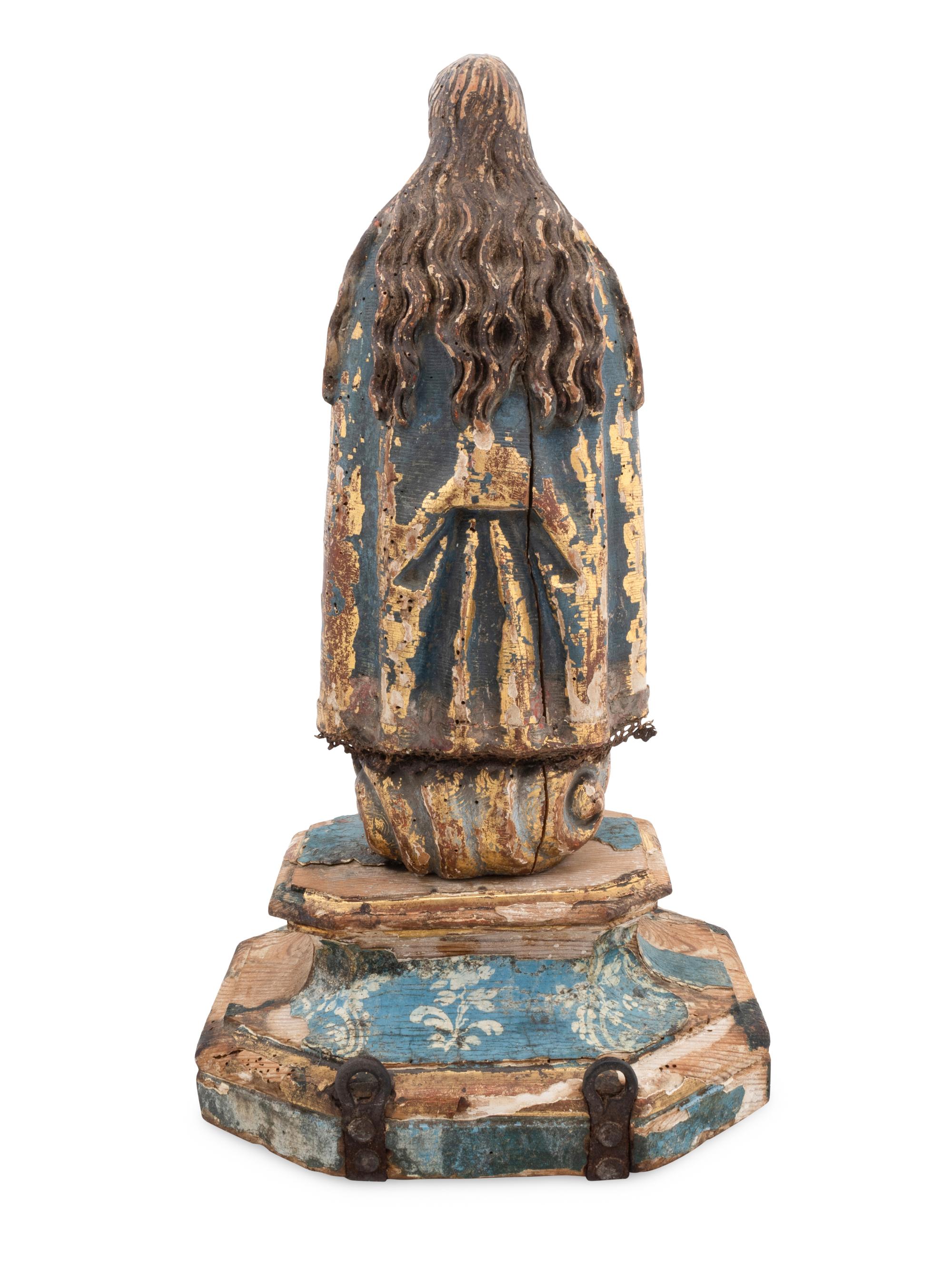 A Continental Polychrome and Giltwood Figure of The Virgin Mary