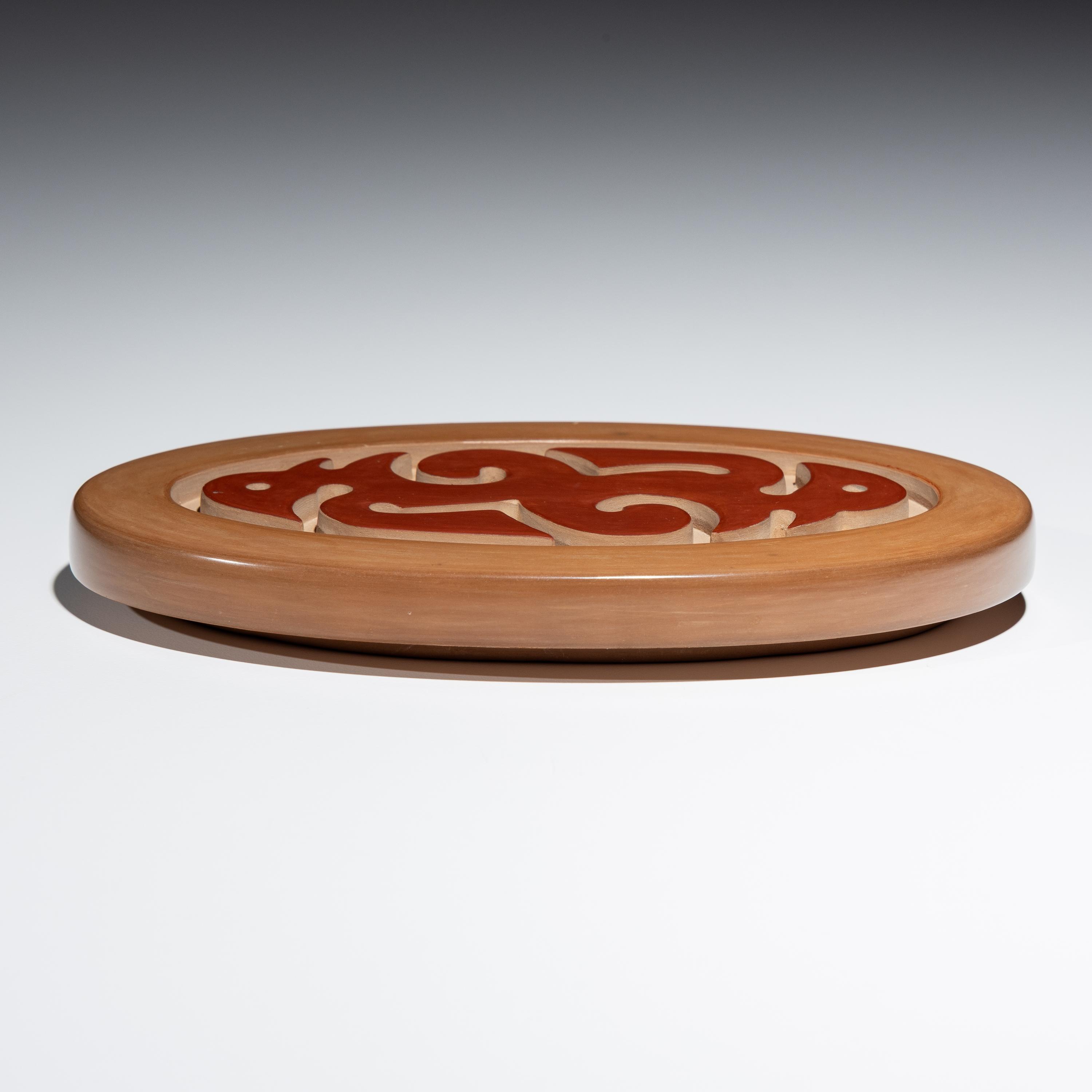 Redware Carved Pottery Lid