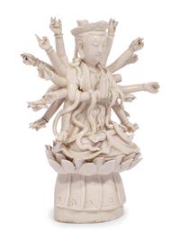 A Chinese Blanc-de-Chine Porcelain Figure of Multi-Armed Guanyin