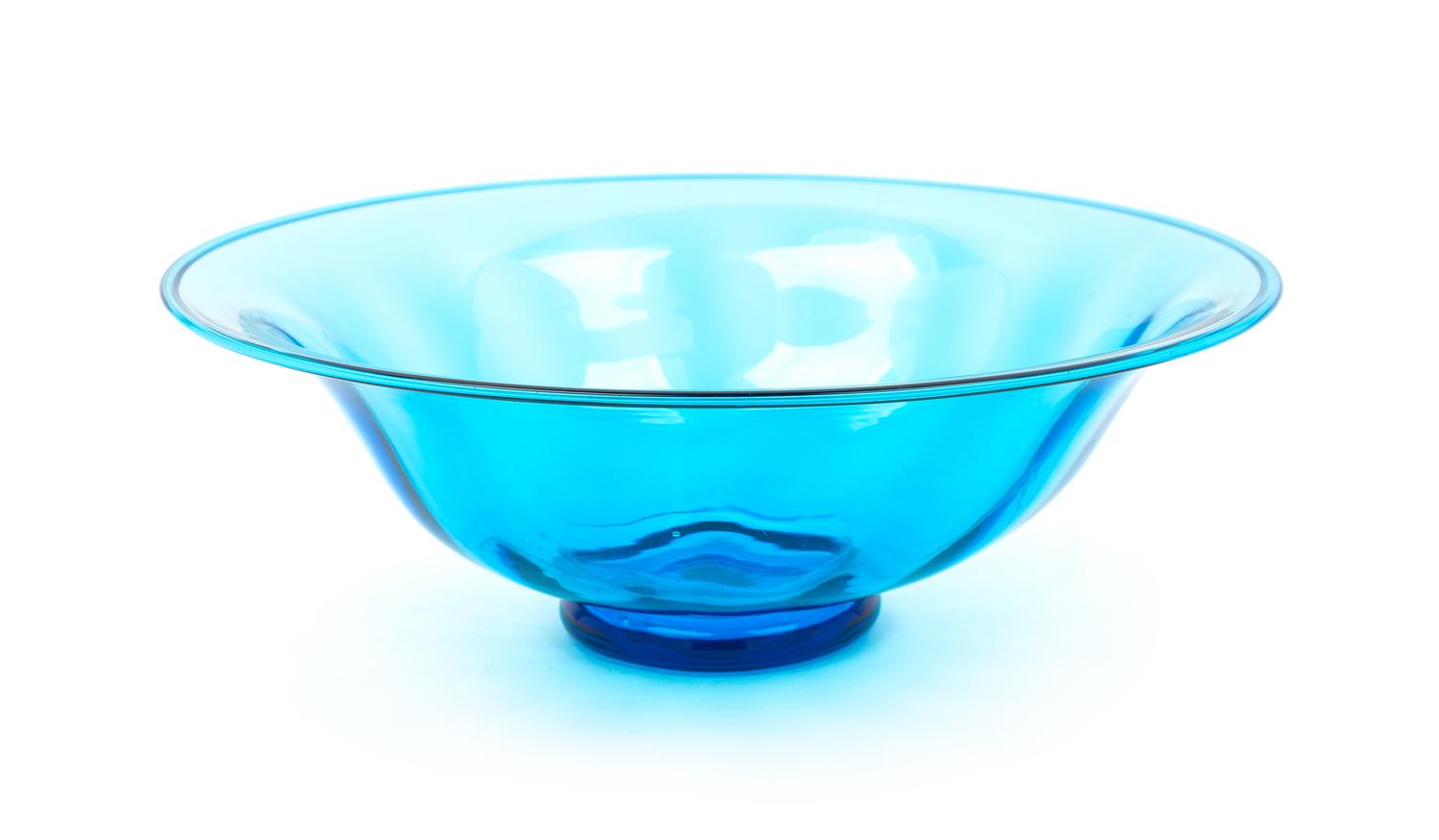 Steuben, 20TH CENTURY, a celeste blue glass center bowl