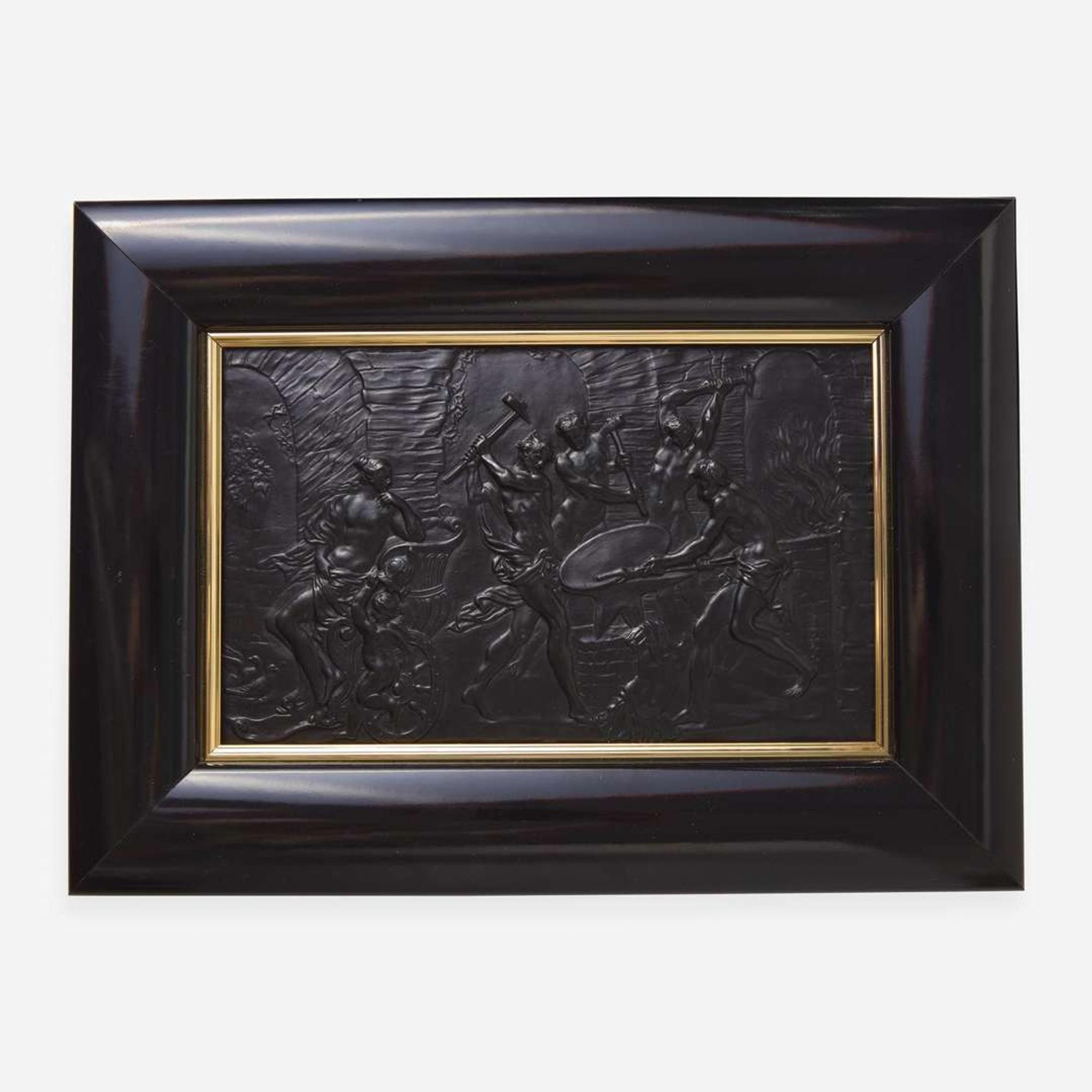 A Wedgwood Black Basalt "Vulcan Forging the Armour for Achilles at the Request of Venus" Plaque UK, 1790s
