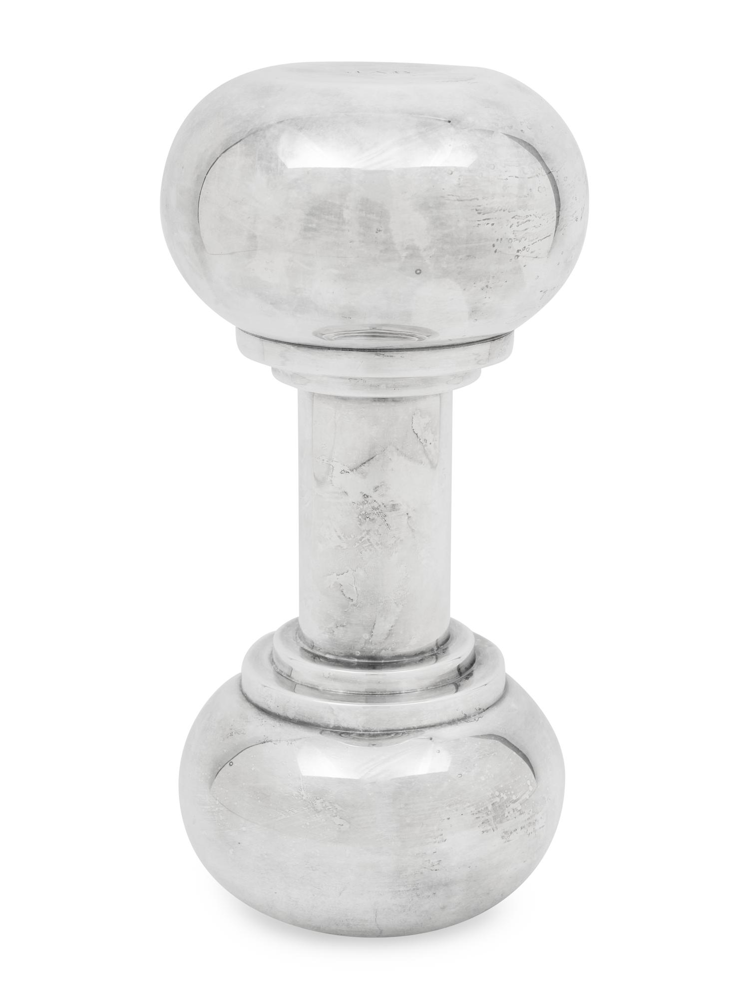 An English Silver-Plate Dumbbell Cocktail Shaker