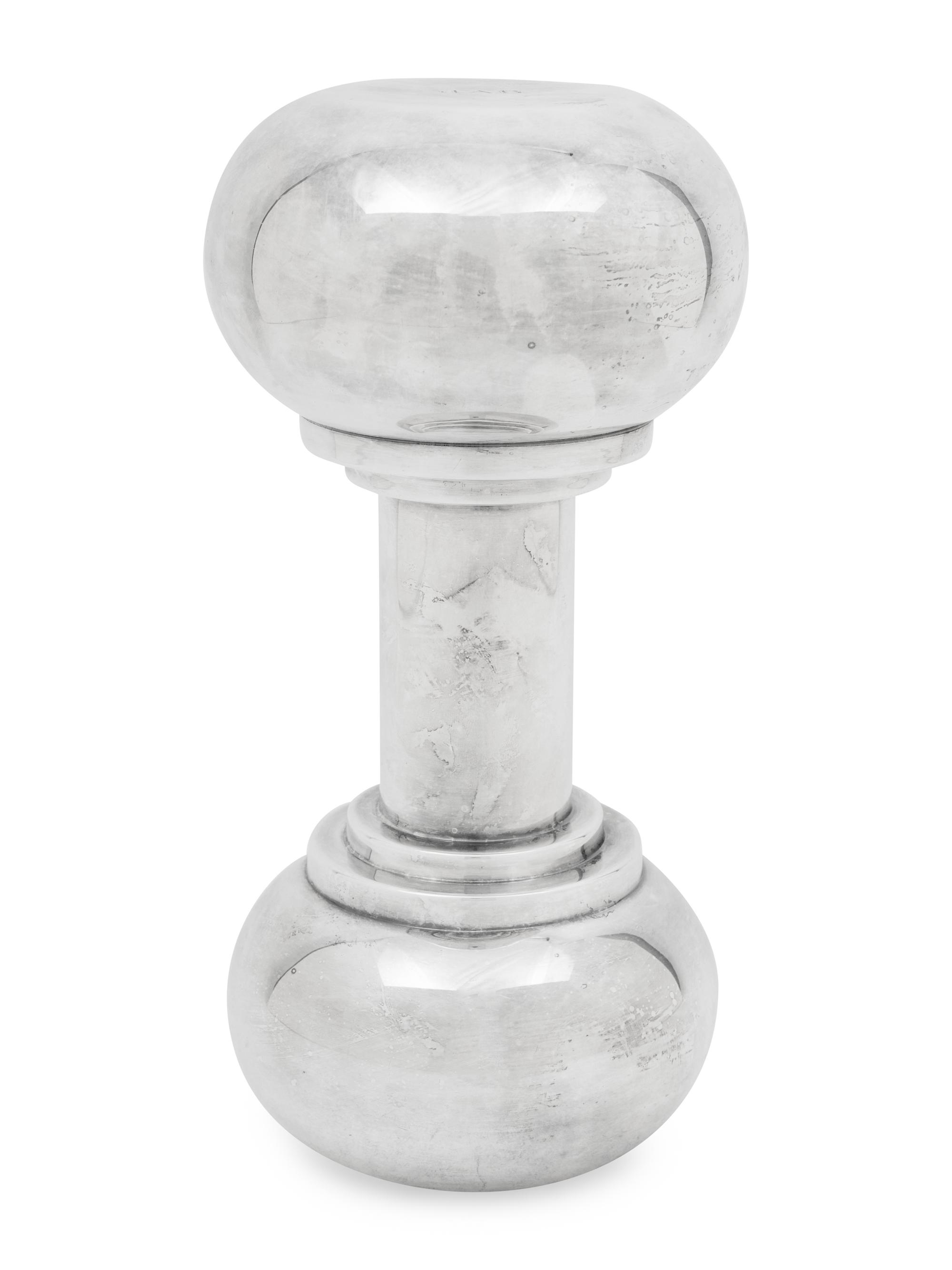 An English Silver-Plate Dumbbell Cocktail Shaker