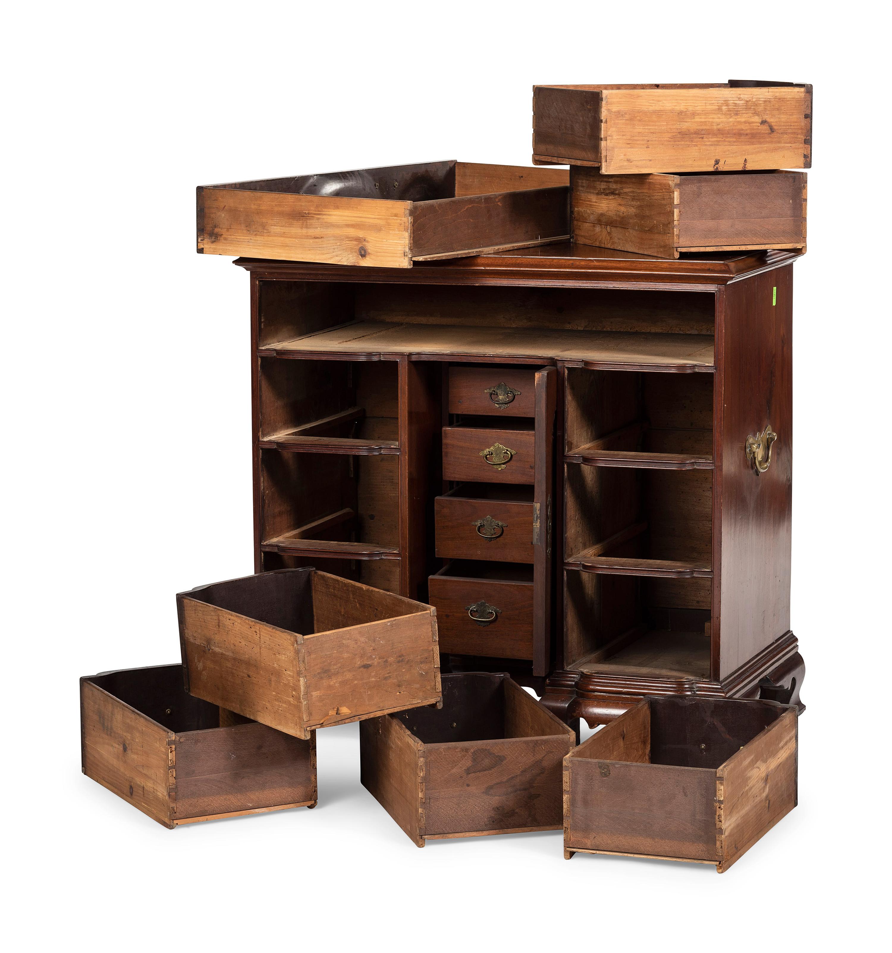 A Chippendale Style Shell-and-Block Carved Mahogany Kneehole Desk