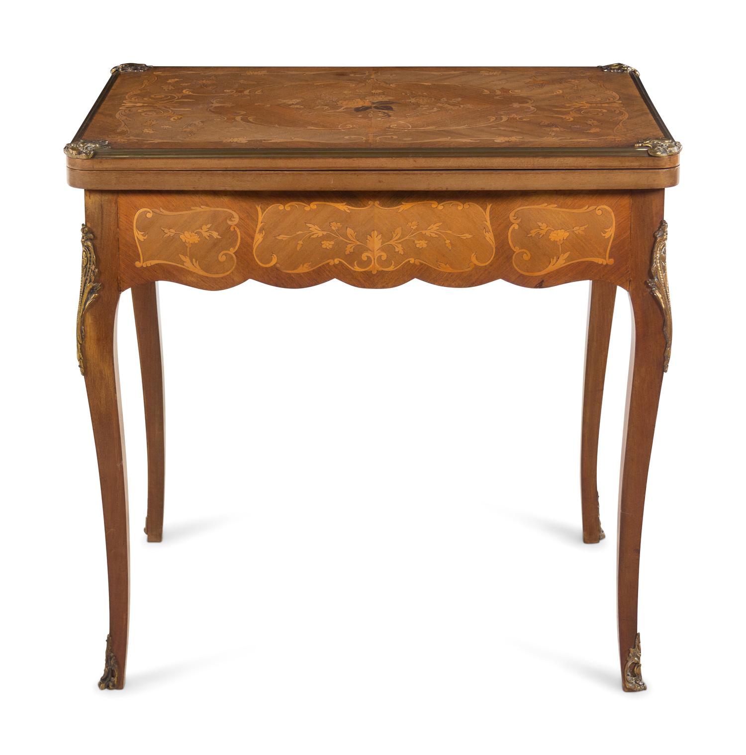 A Louis XV Style Bronze Mounted Marquetry Game Table