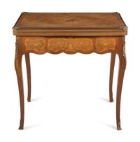 A Louis XV Style Bronze Mounted Marquetry Game Table