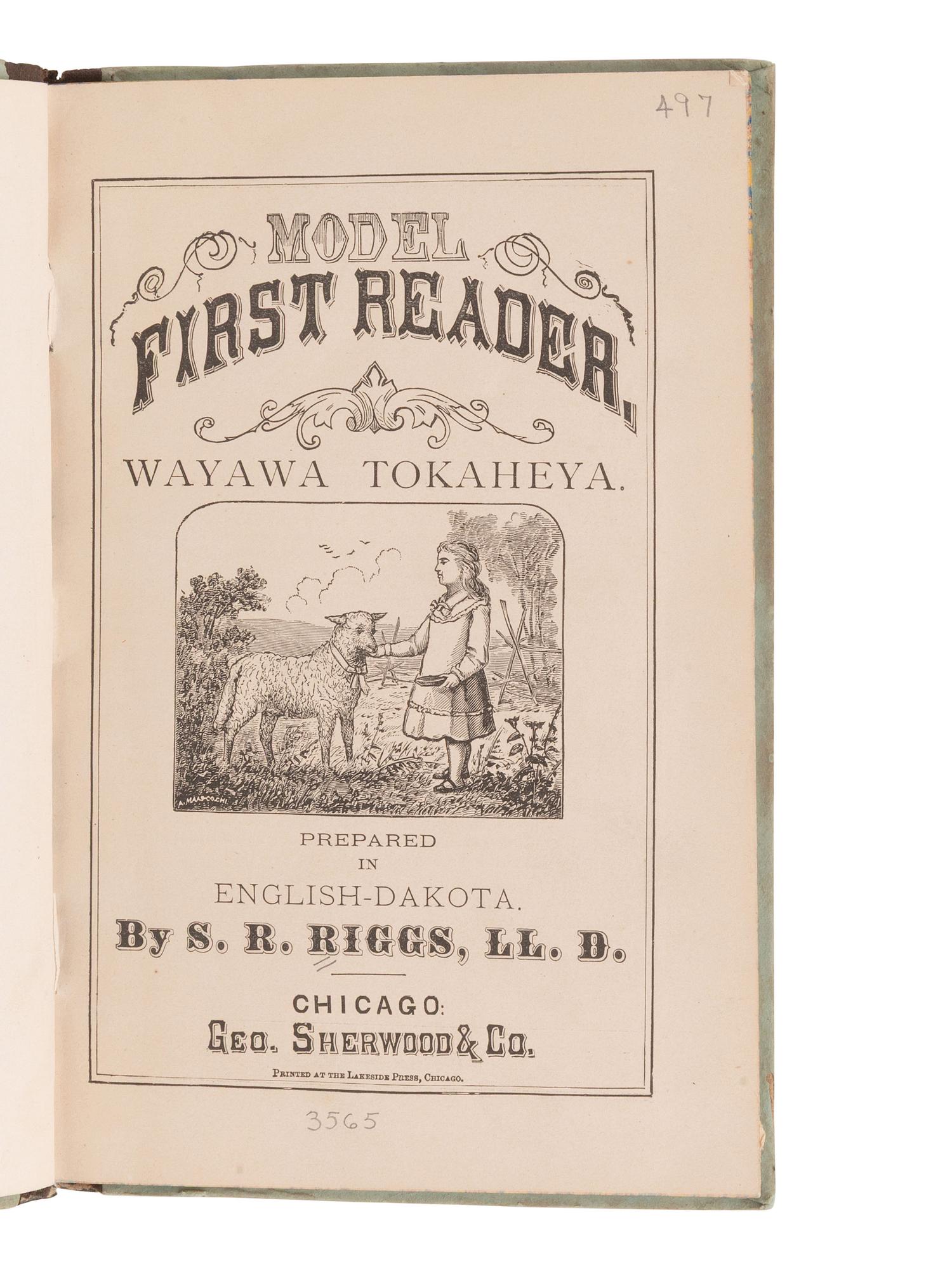 [NATIVE AMERICANS]. WEBB, J. Russell. Model First Reader, Wayawa Tokaheya . 1873.