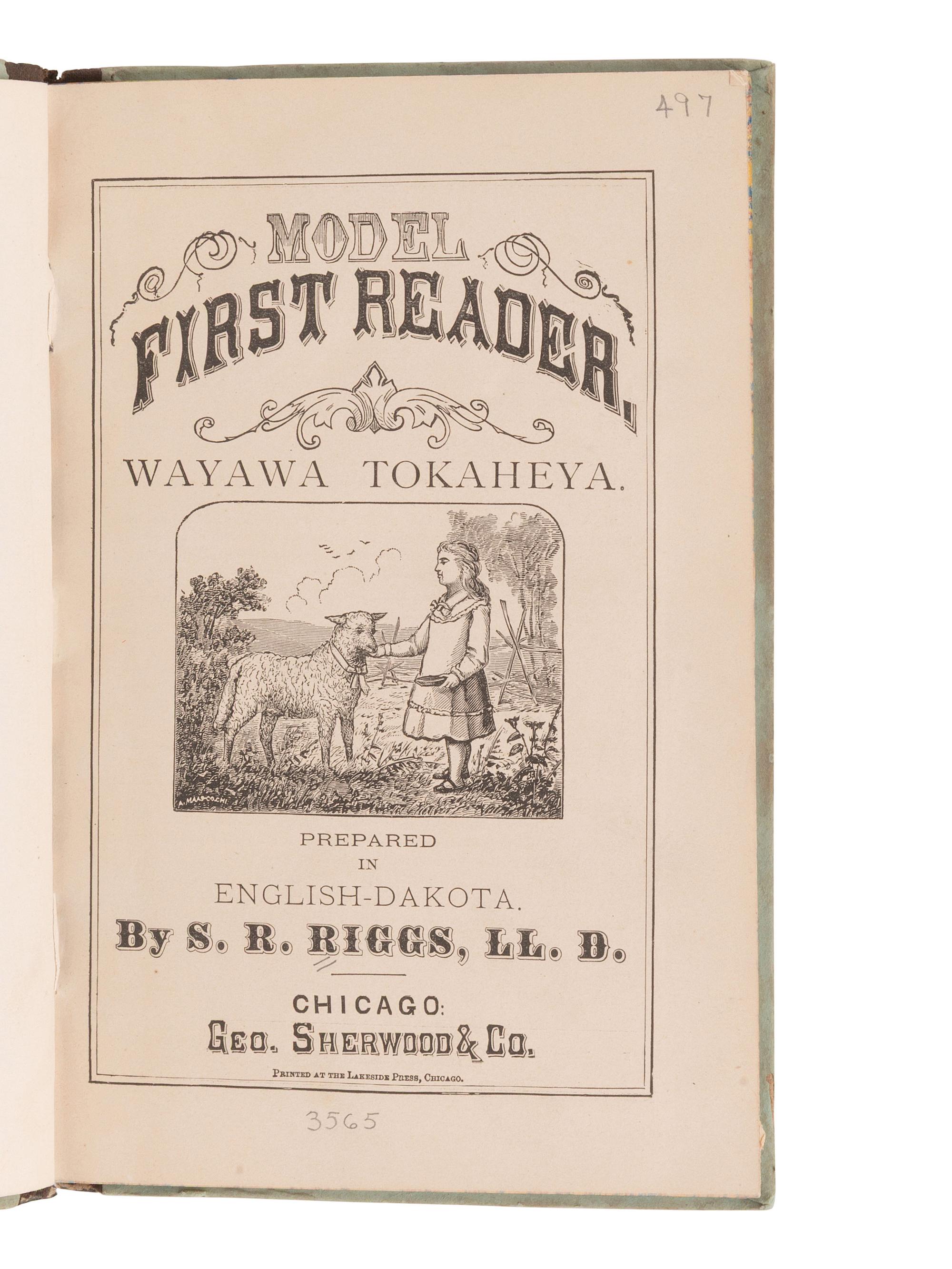 [NATIVE AMERICANS]. WEBB, J. Russell. Model First Reader, Wayawa Tokaheya . 1873.