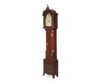 A Federal mahogany tall case clock, dial signed "Job White, Richmond," made in Massachusetts, marketed in Virginia, circa 1810
