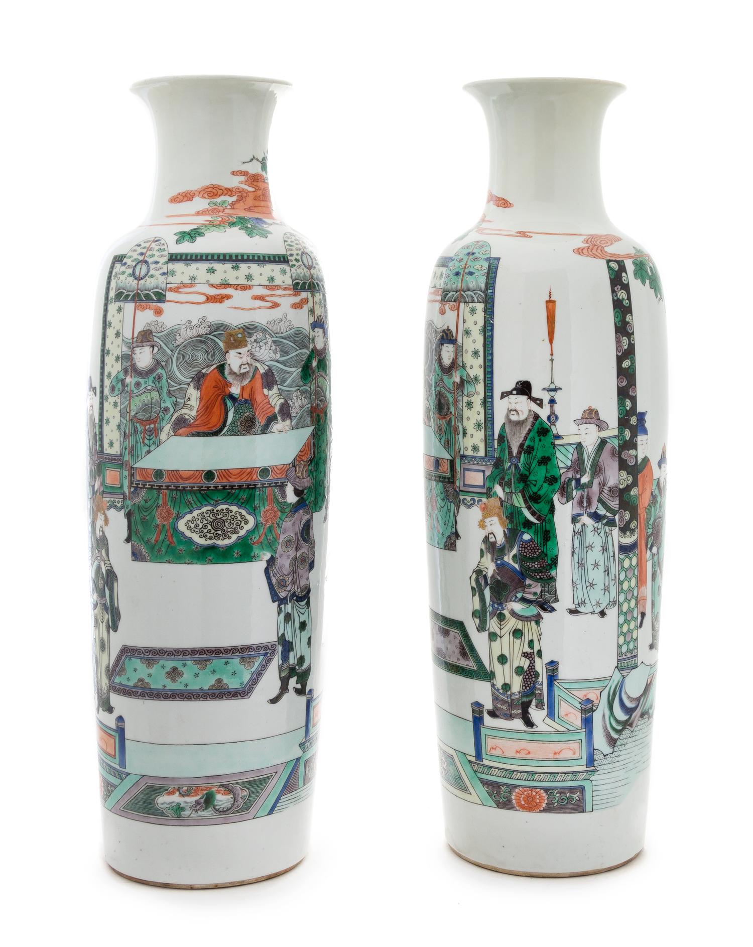 A Pair of Famille Verte Porcelain Vases — 19TH CENTURY