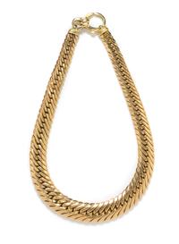 A 14 Karat Yellow Gold Graduated Herringbone Link Necklace, Italy, 41.00 dwts.