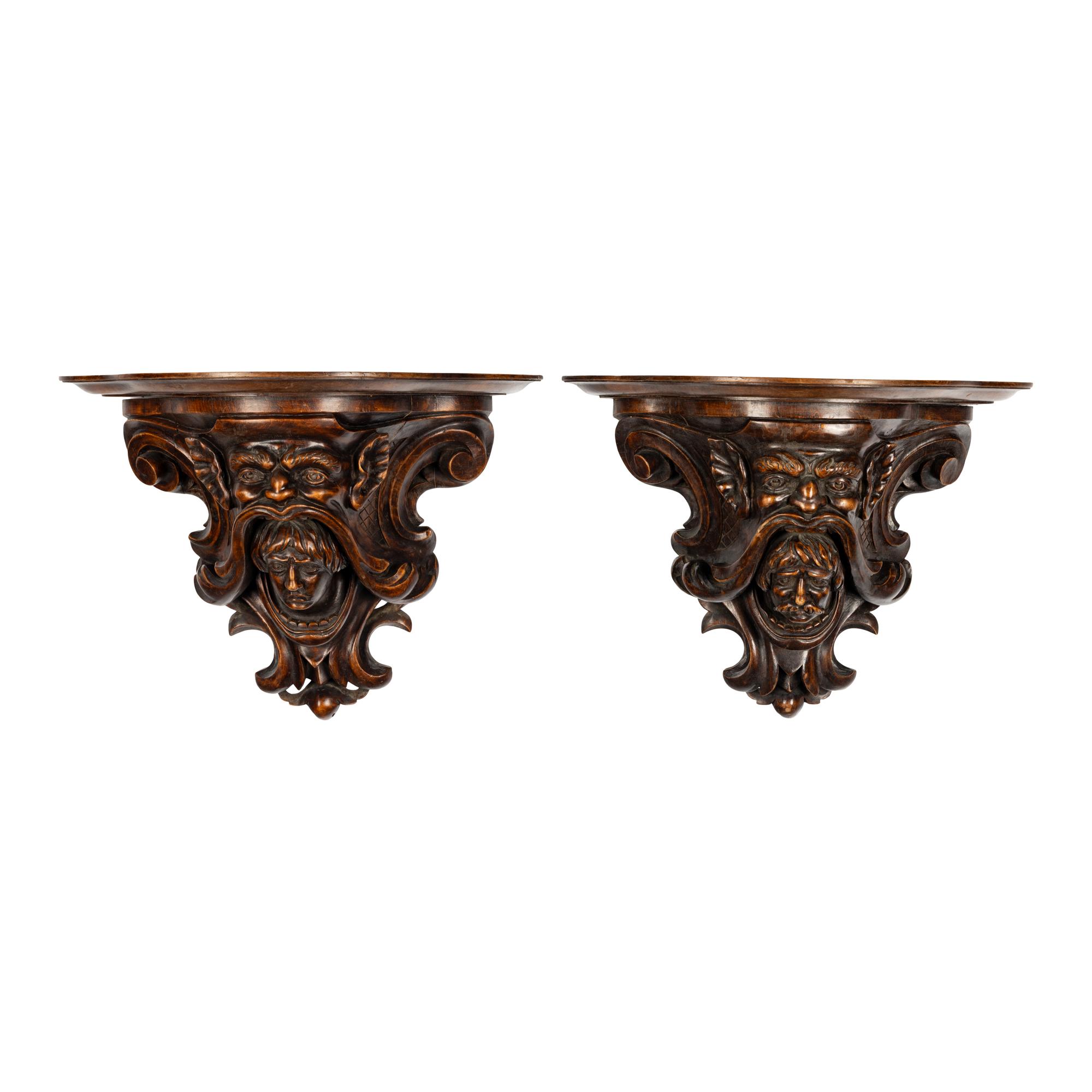 A Pair of Italian Baroque Style Wall Brackets