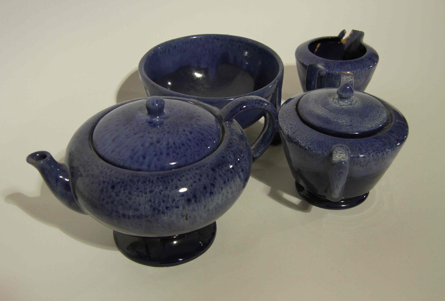 A Haeger Pottery Four-Piece Tea Service Height of teapot 5 1/4 inches. — 1914