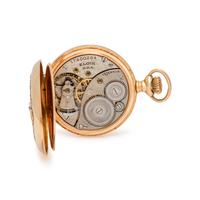 ELGIN, 14K TRICOLOR GOLD AND DIAMOND HUNTER CASE POCKET WATCH