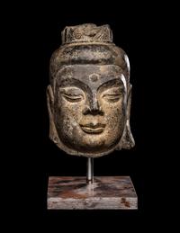 A Chinese Carved Stone Head of Buddha