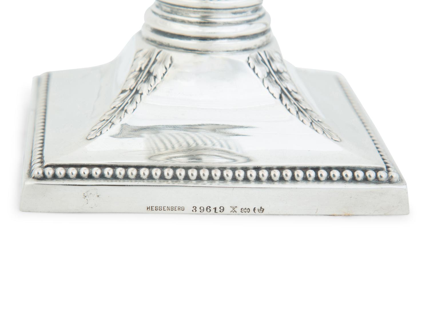 A Pair of German .800 Silver Candlesticks