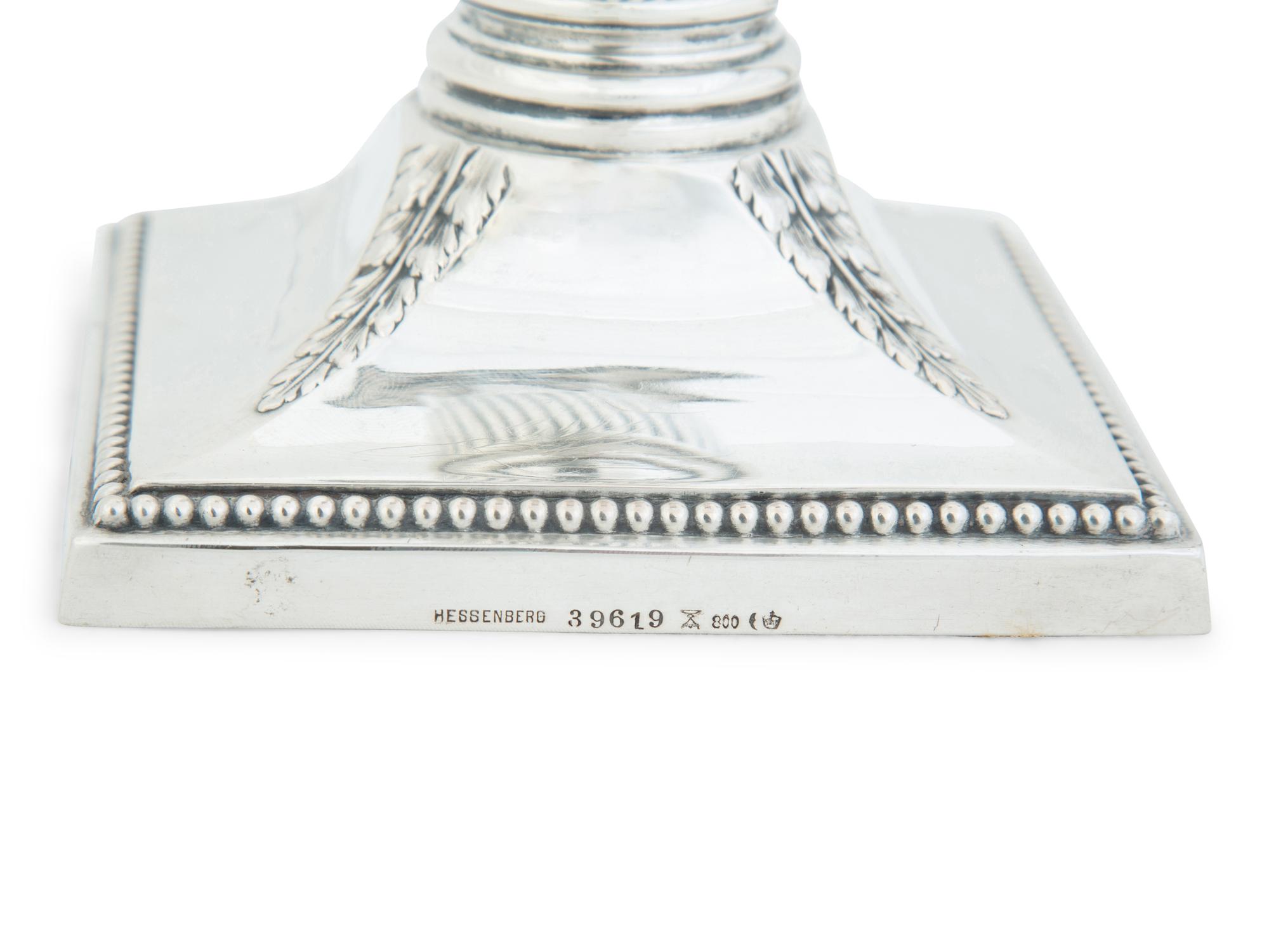 A Pair of German .800 Silver Candlesticks