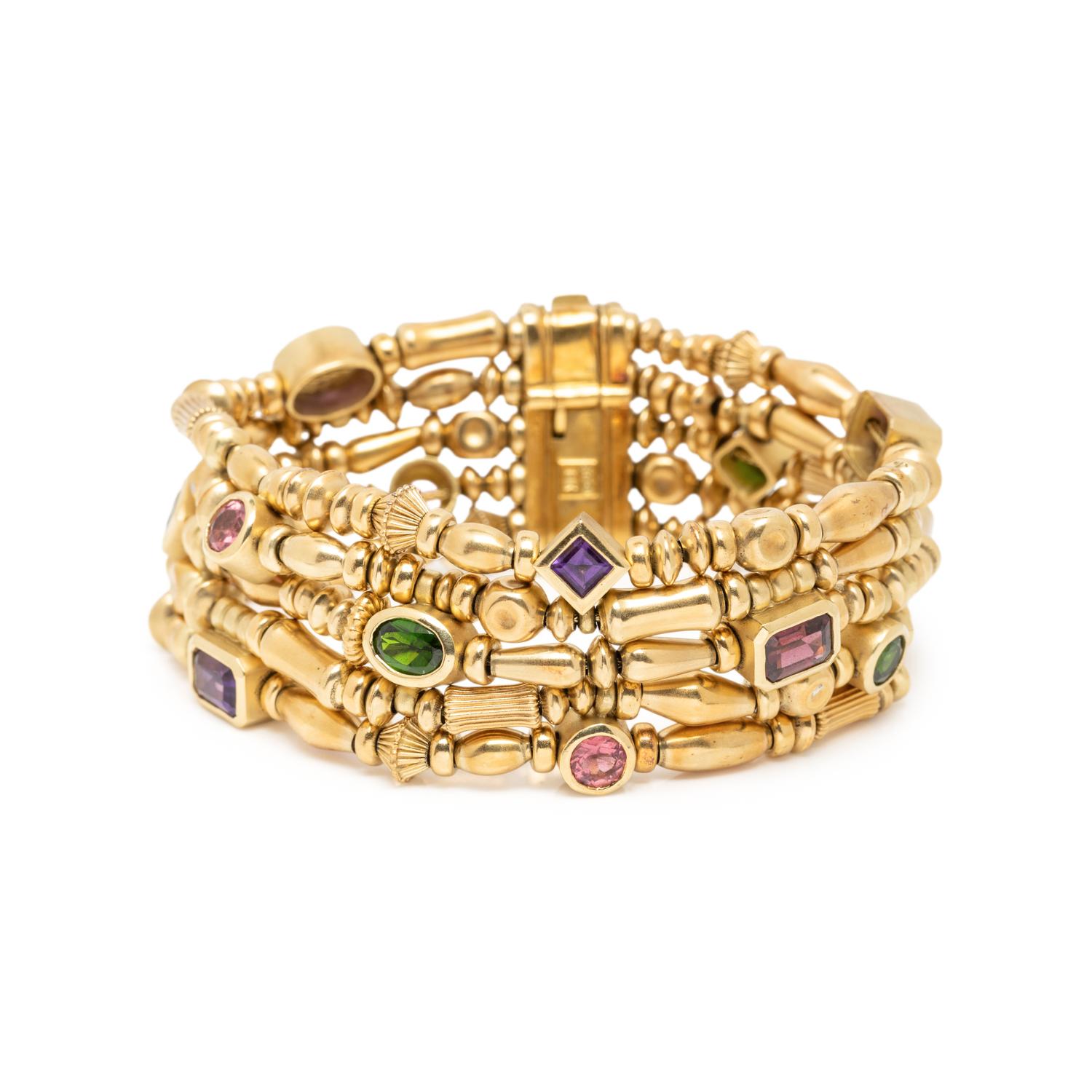 SEIDEN GANG, YELLOW GOLD AND MULTI GEM BRACELET