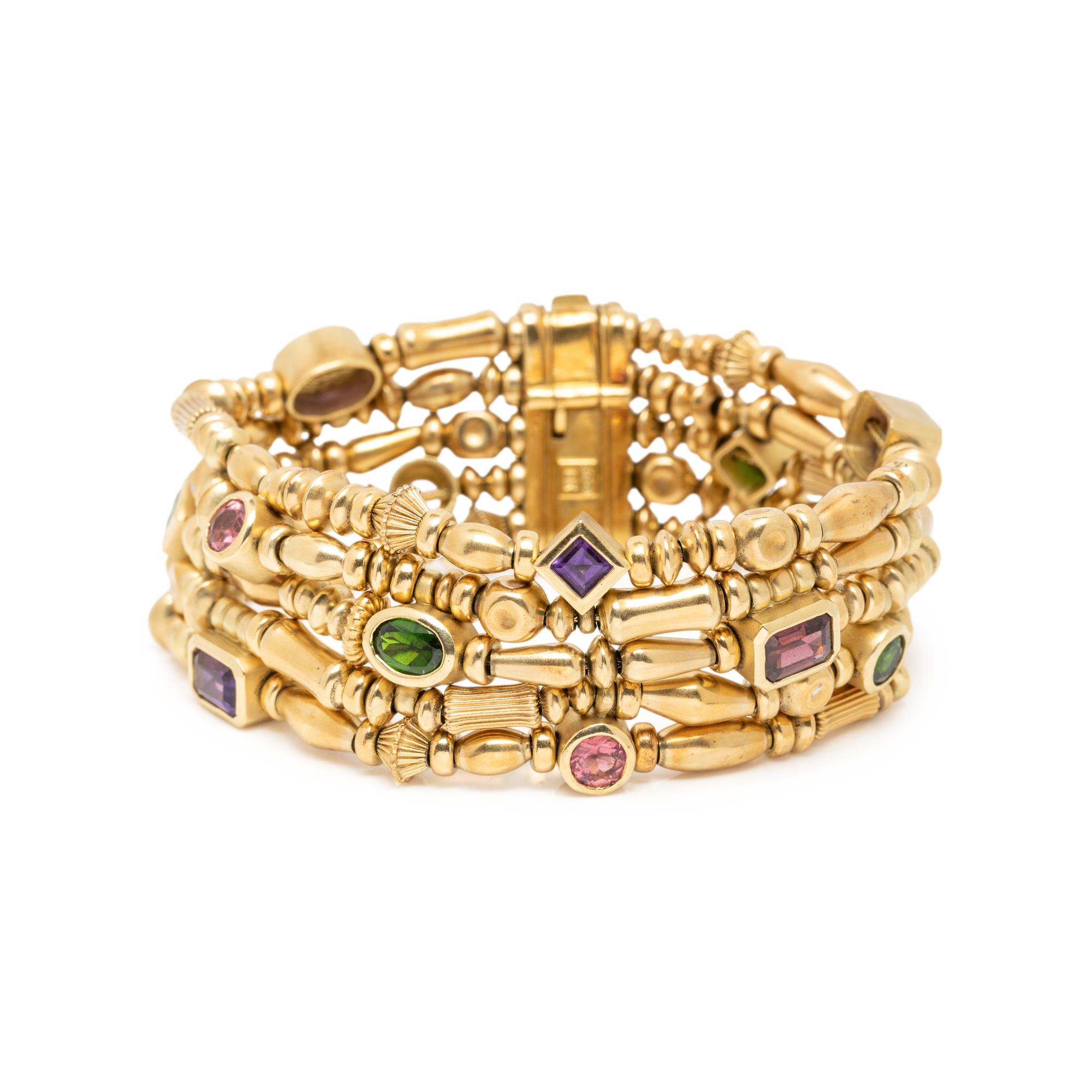 SEIDEN GANG, YELLOW GOLD AND MULTI GEM BRACELET