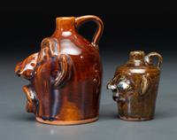 Two Southern Stoneware Face Jugs