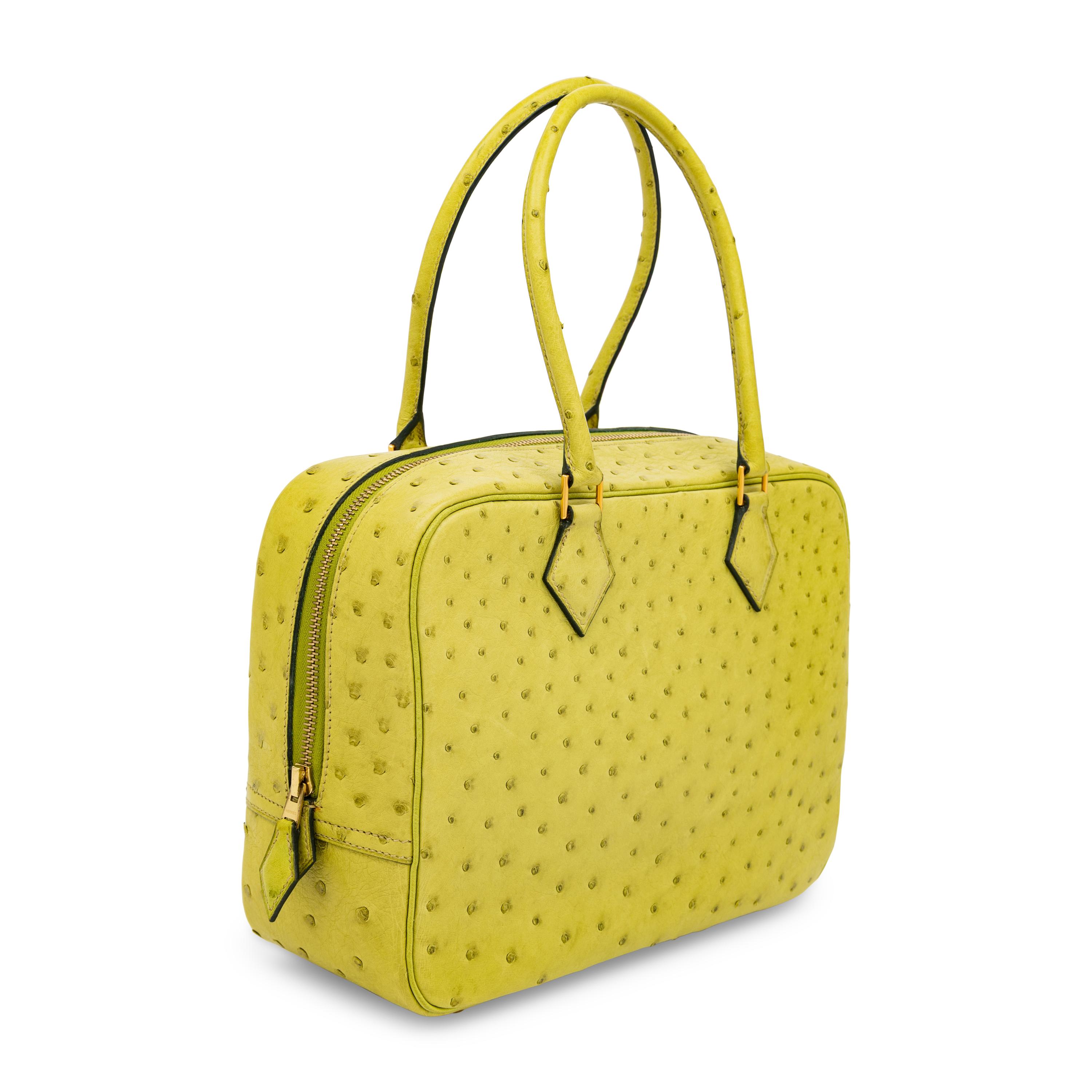 Hermès, Plume 28 in Vert Anis Ostrich