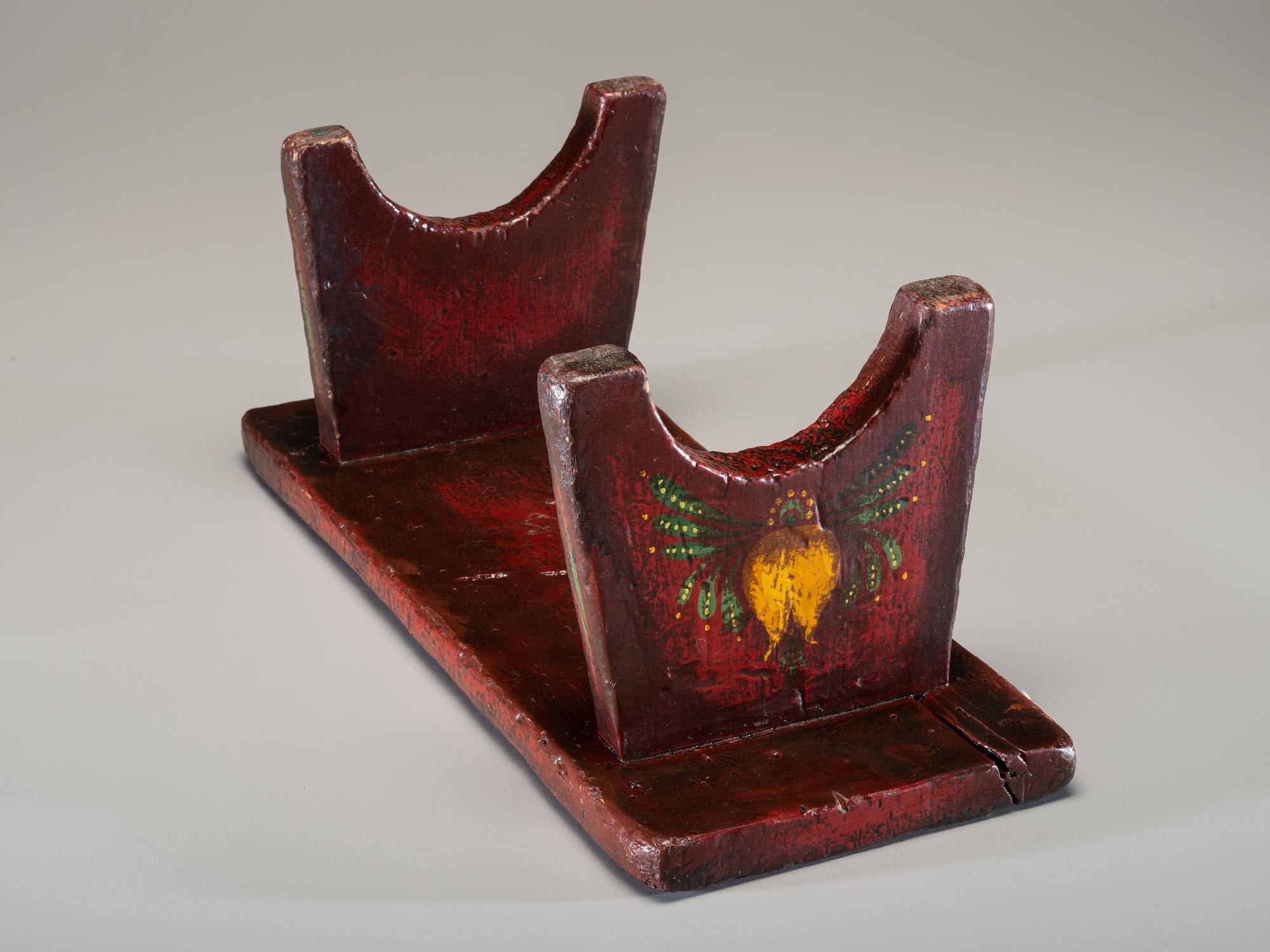 A Miniature Paint Decorated Wood Bench