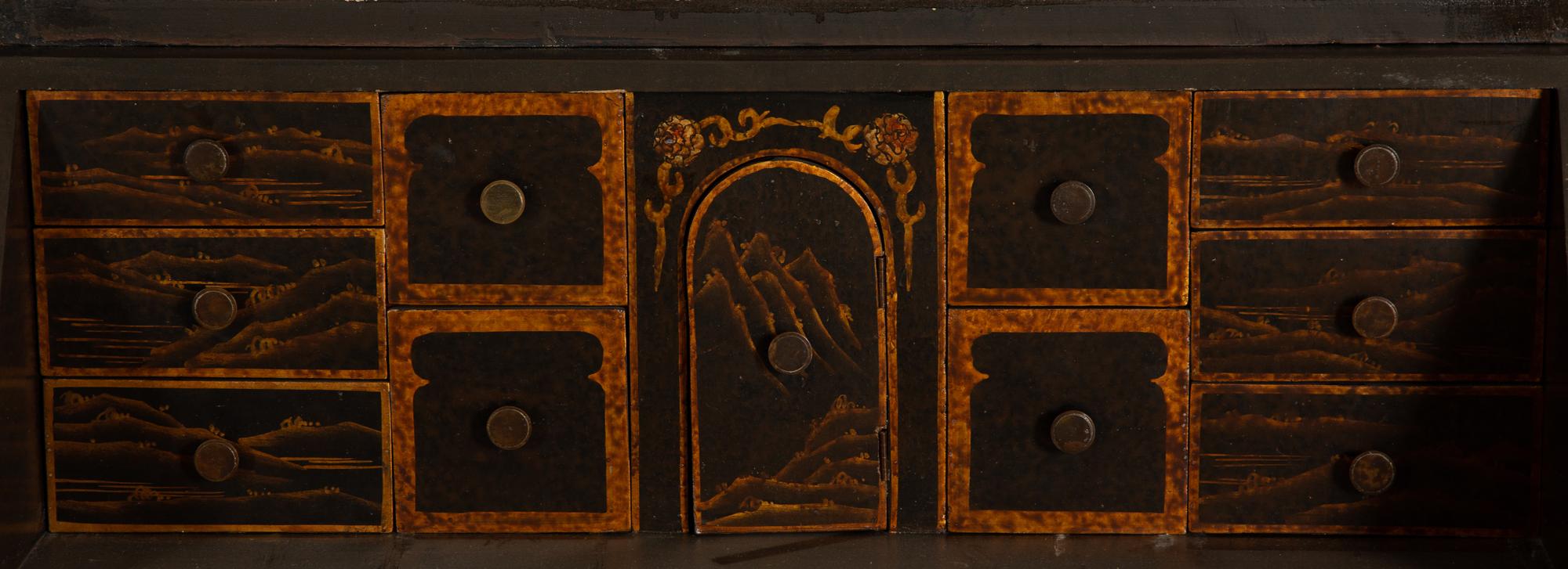 A George III Style Black Lacquer Secretary Bookcase — 19th Century