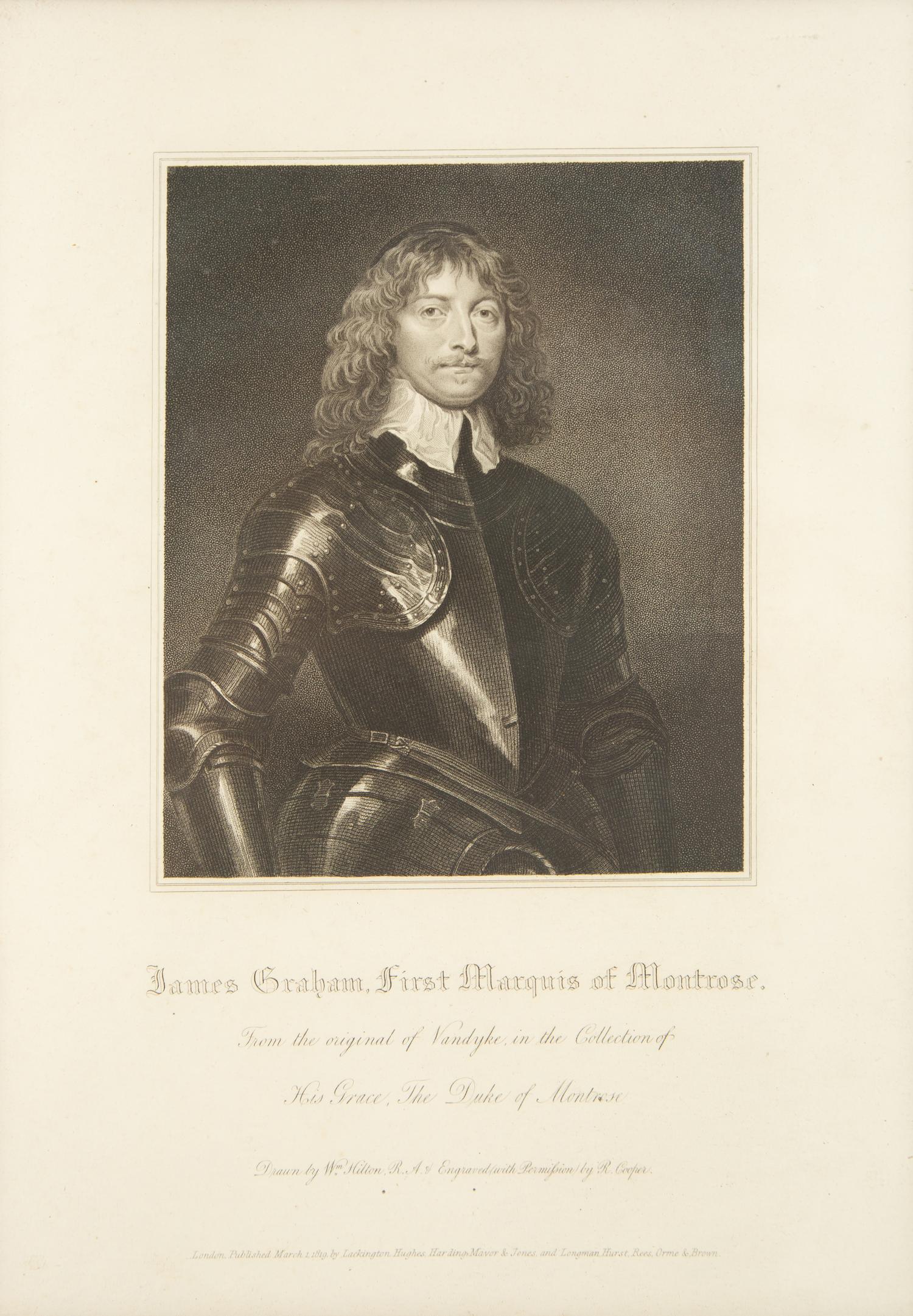 A Group of Six Framed Black and White Engravings of Famous British Figures