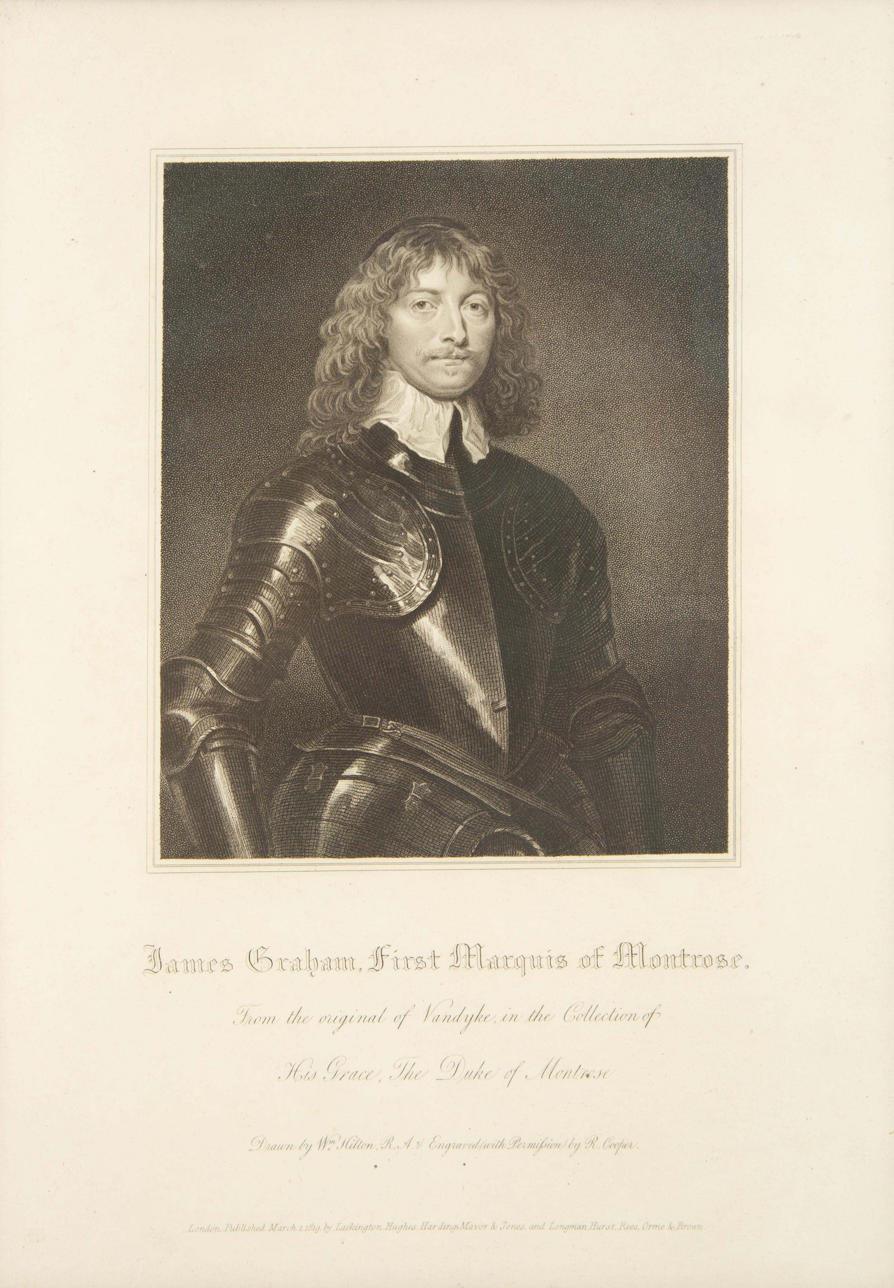 A Group of Six Framed Black and White Engravings of Famous British Figures