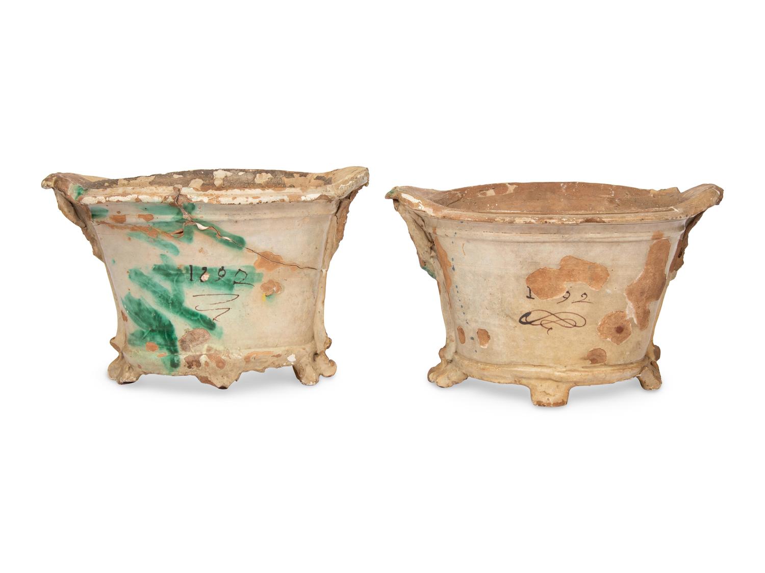 A Pair of Glazed Terracotta Jardinères