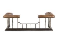 A Leather Upholstered Steel Fireplace Club Fender