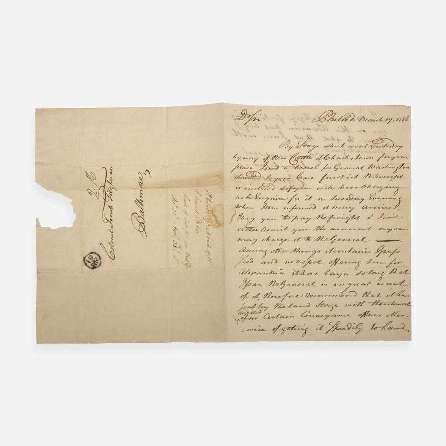 [Presidential] [Washington, George] Biddle, Clement Autograph Letter, signed