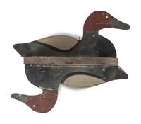 Five Painted Wood and Tin Folding Duck Decoys