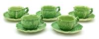 Ten Dodie Thayer Lettuce Ware Teacups and Saucers Height of cup 2 1/4 inches. — 20TH CENTURY