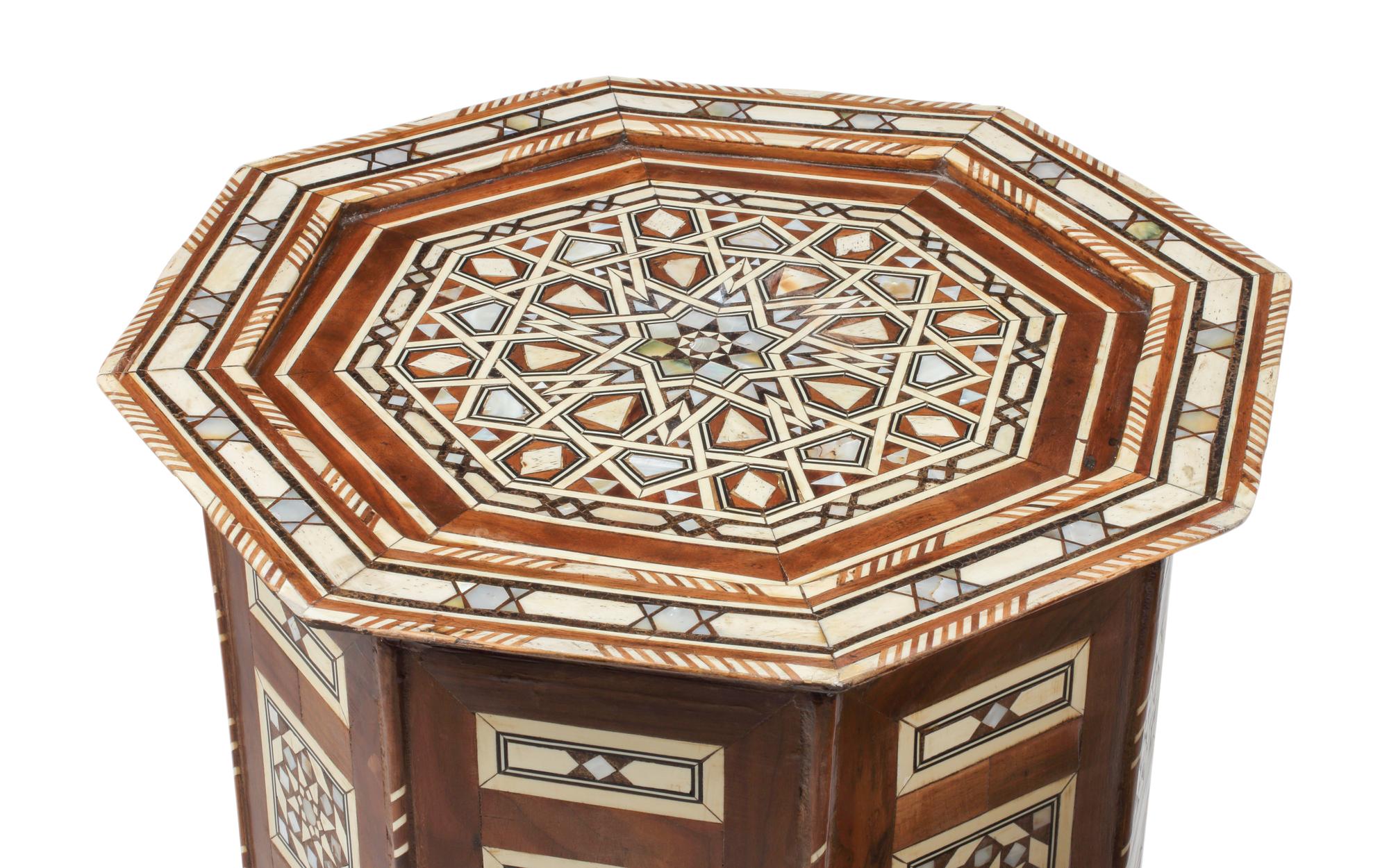 A Pair of Moorish Style Marquetry Octagonal Tables