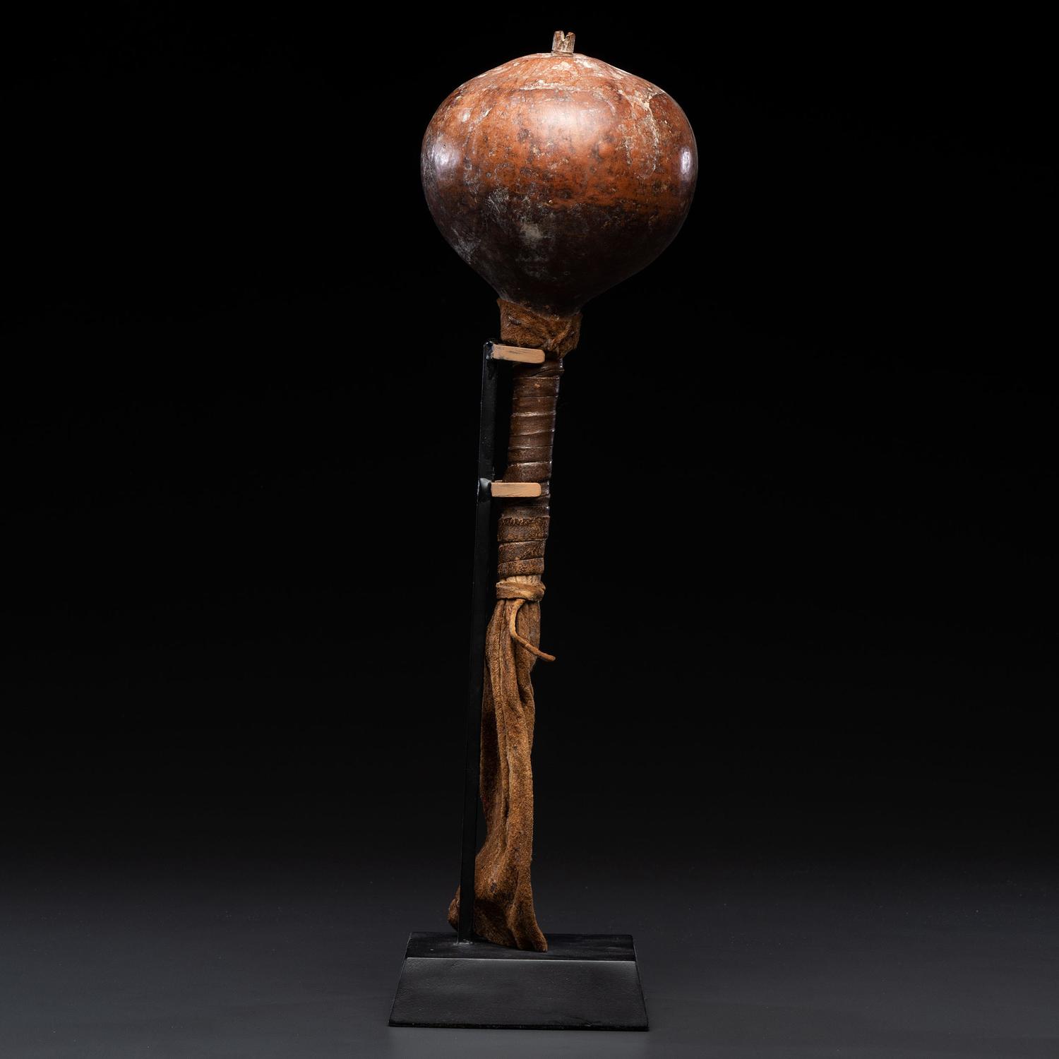 Southwestern Gourd Rattle with Buffalo Hide, From the Collection of Dick Jemison, Alabama