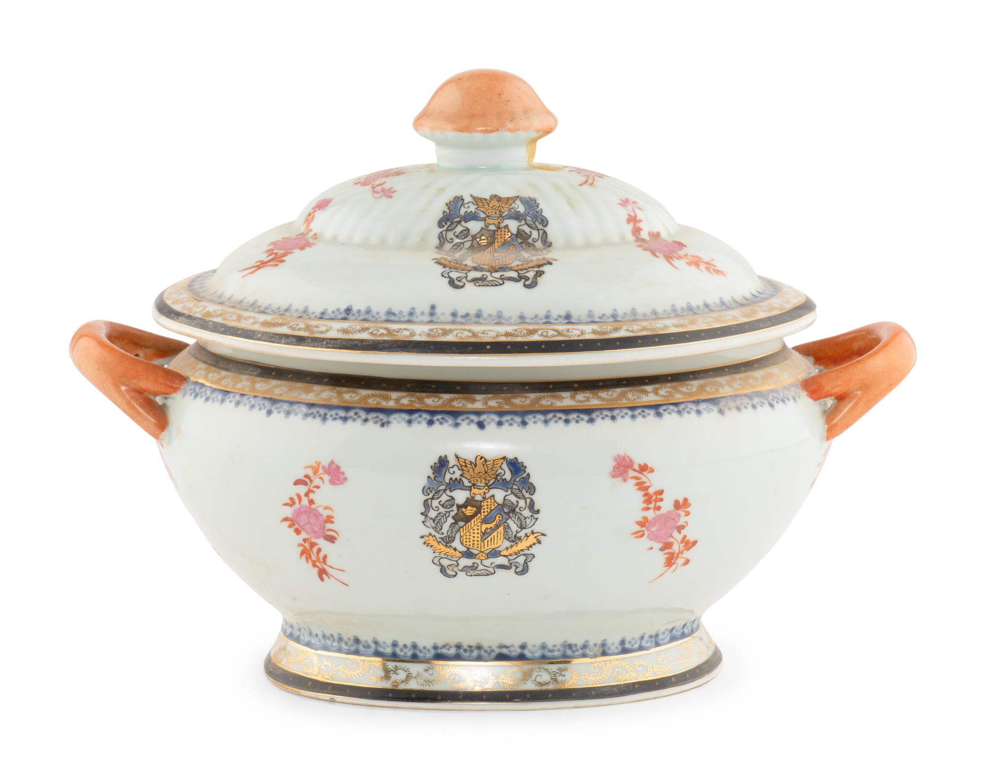 A Chinese Export Armorial Porcelain Tureen