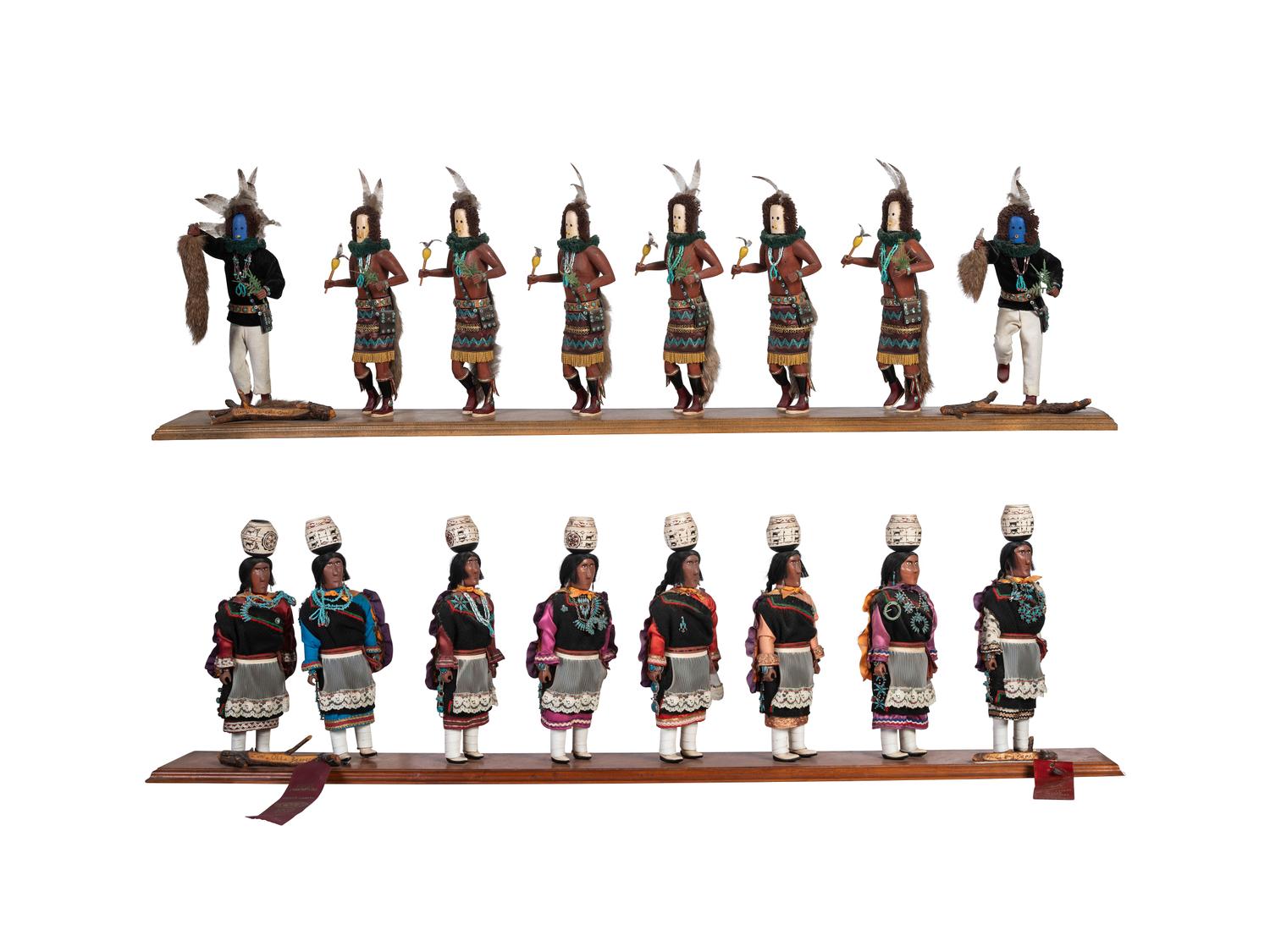 Award Winning Carvings, Zuni. Olla Bearers and Navajo Yei-e-be-chai Dance