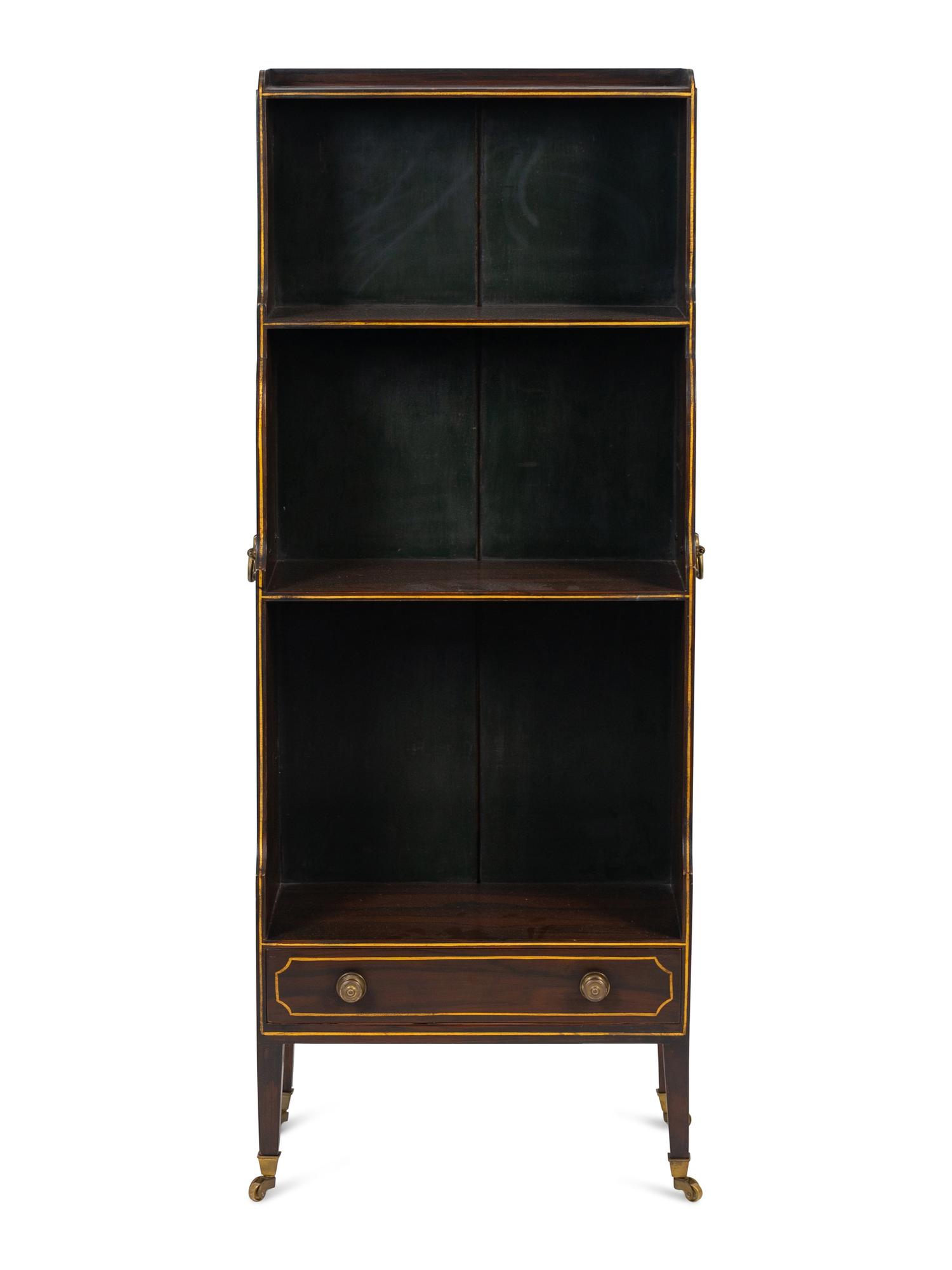 A Small Regency Ebonized and Gilt Decorated Waterfall Bookcase — 19TH CENTURY