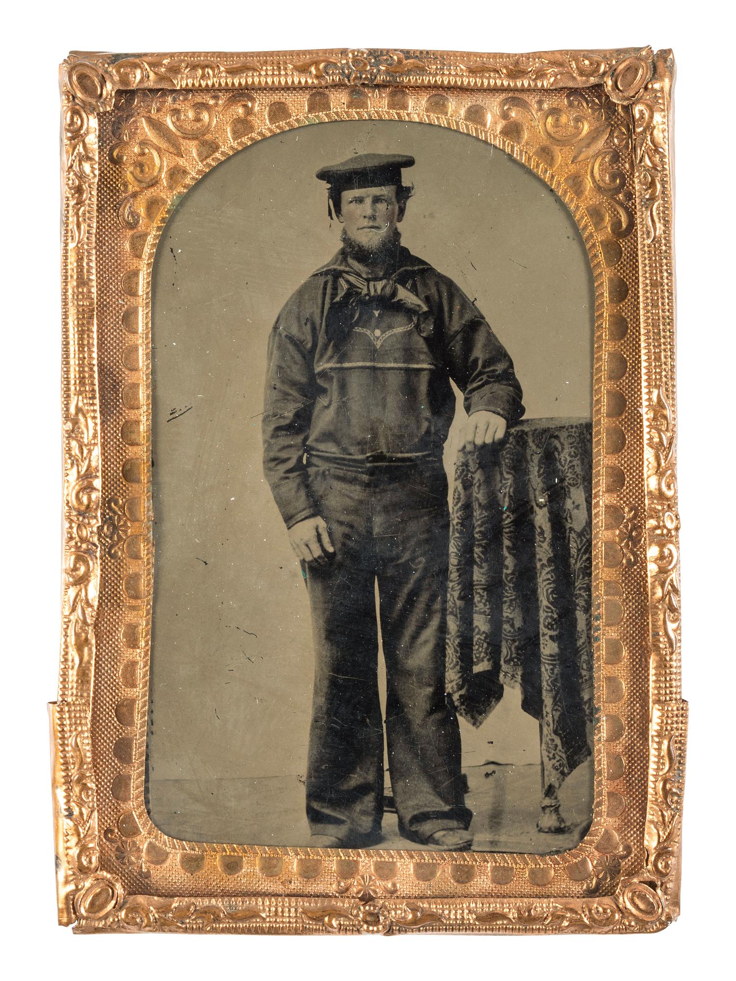 [CIVIL WAR]. CDV-sized tintype of a Union Navy seaman.