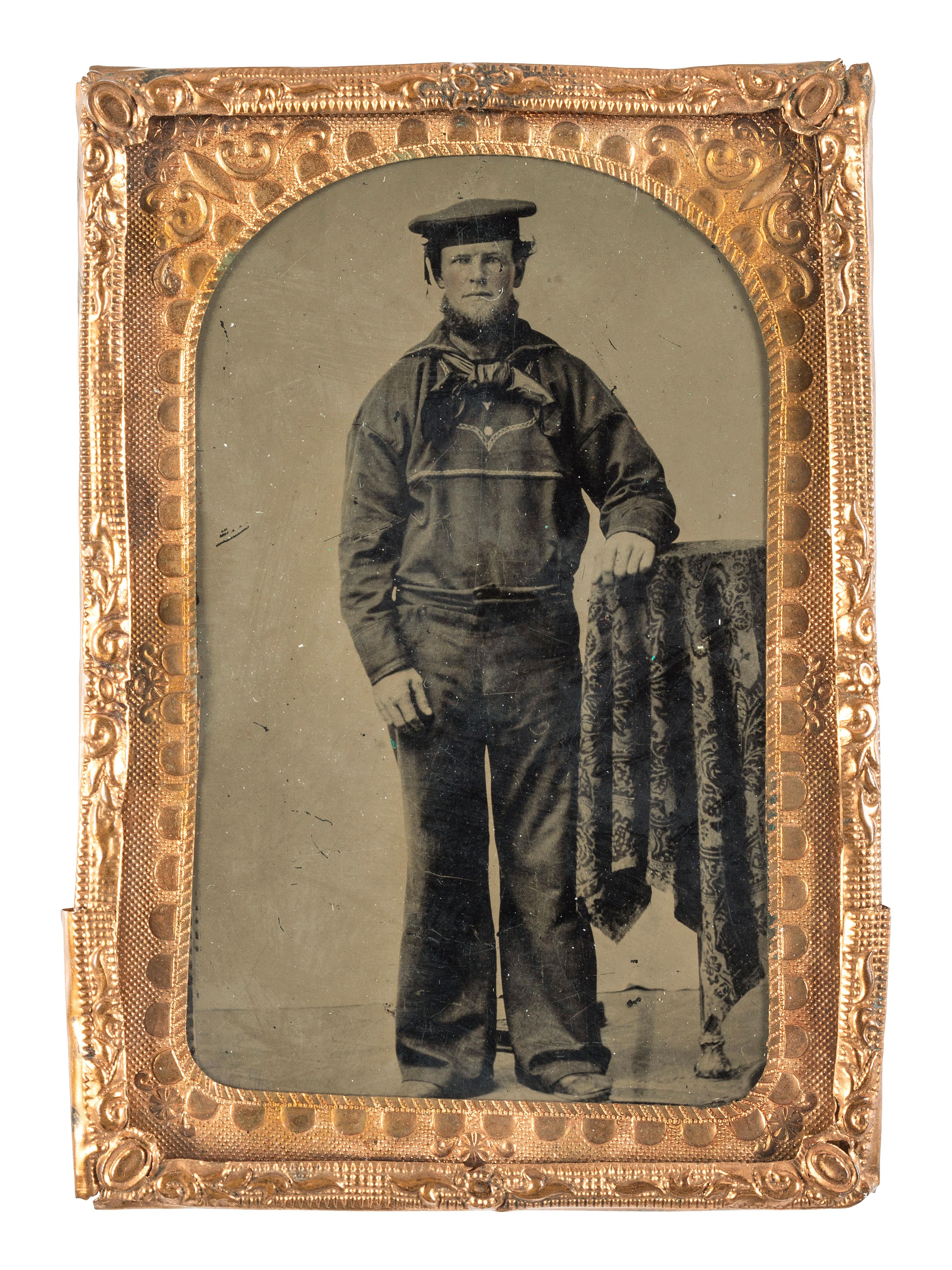 [CIVIL WAR]. CDV-sized tintype of a Union Navy seaman.